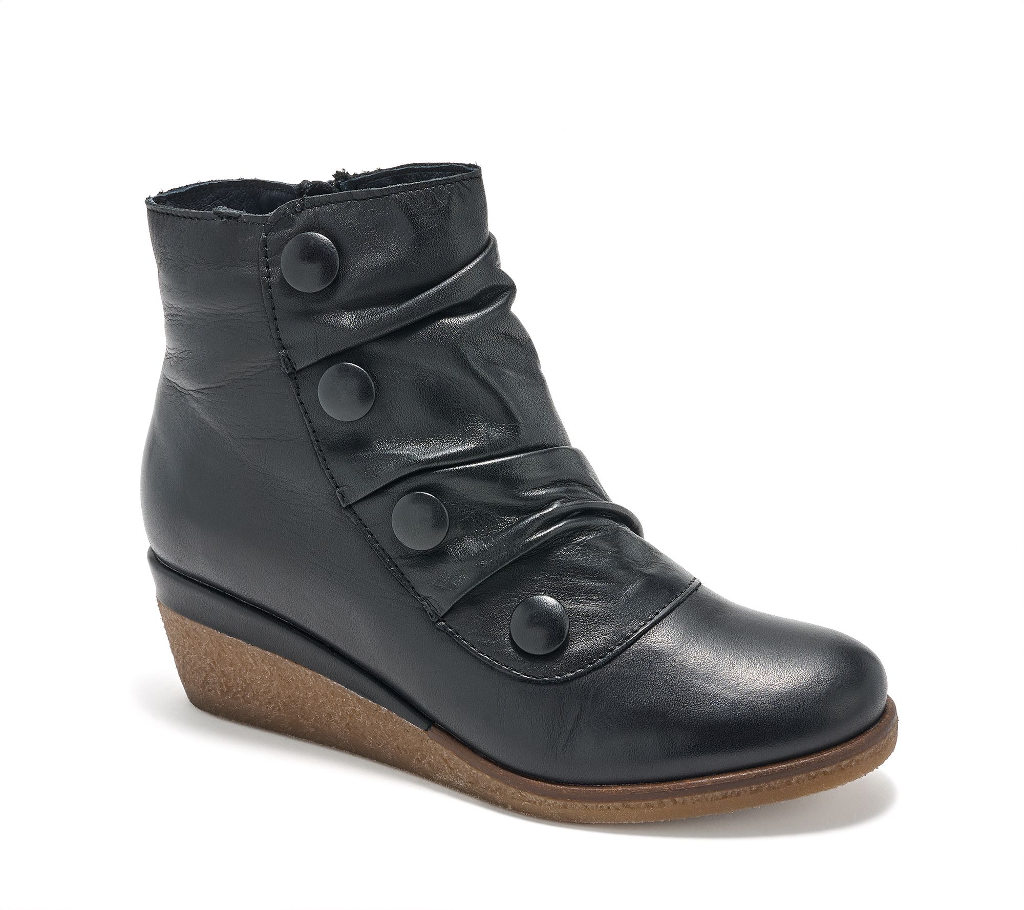 Miz Mooz Leather Ruched Wedge Boots - Maxy