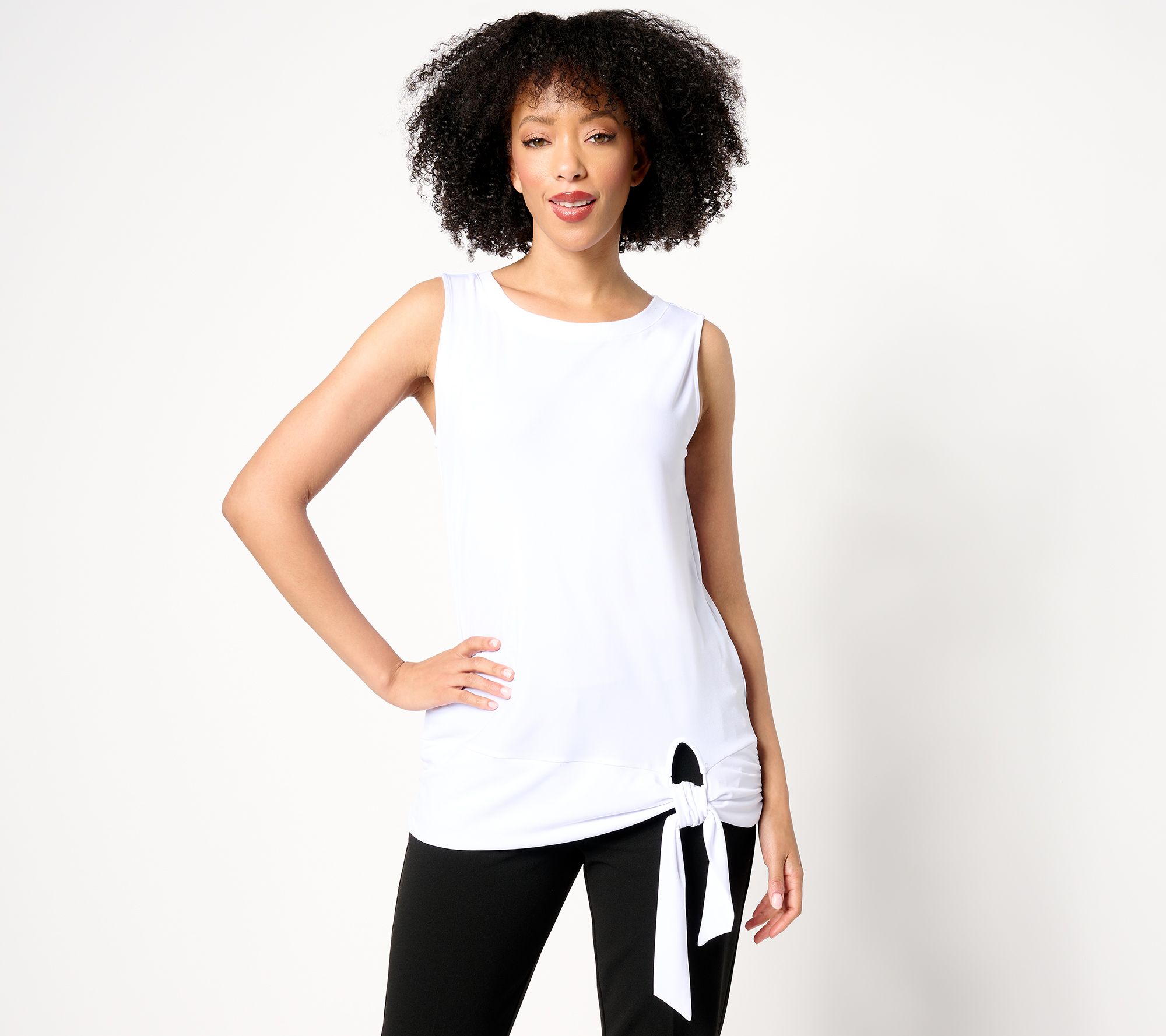 "As Is" Susan Graver Every Day Liquid Knit Sleeveless Rib Trim Top