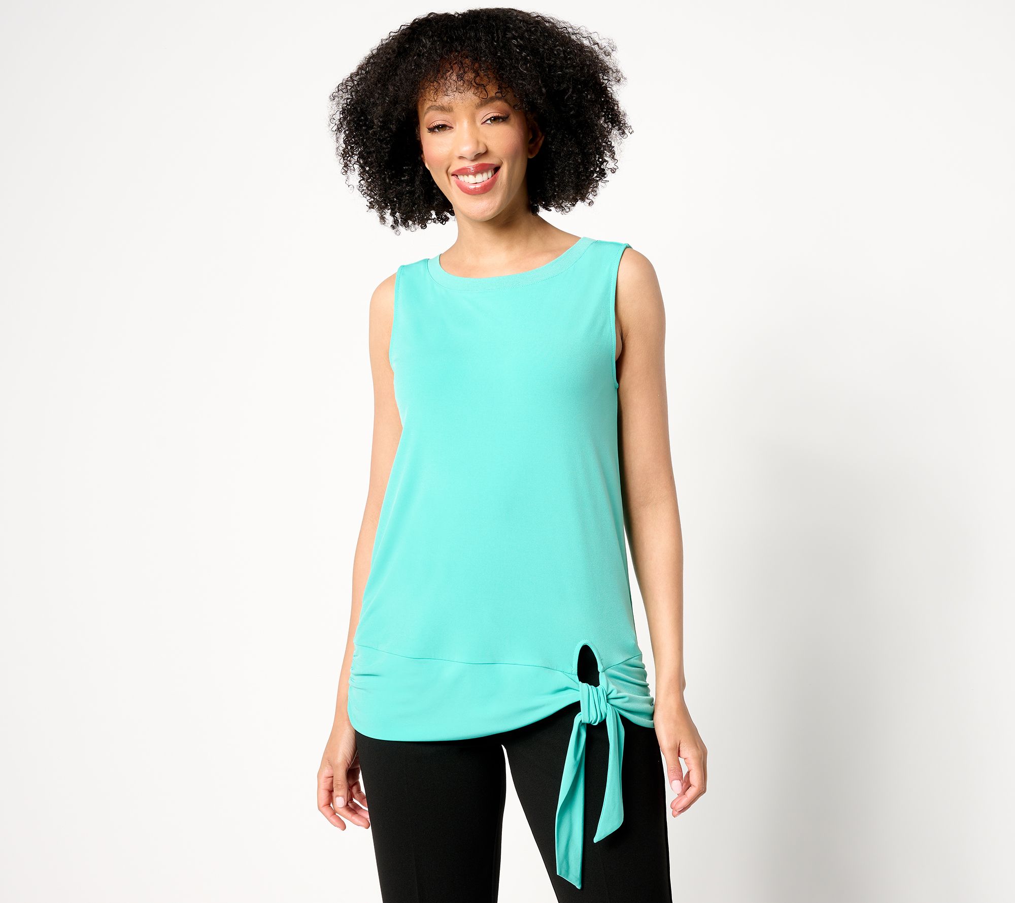 "As Is" Susan Graver Every Day Liquid Knit Sleeveless Rib Trim Top