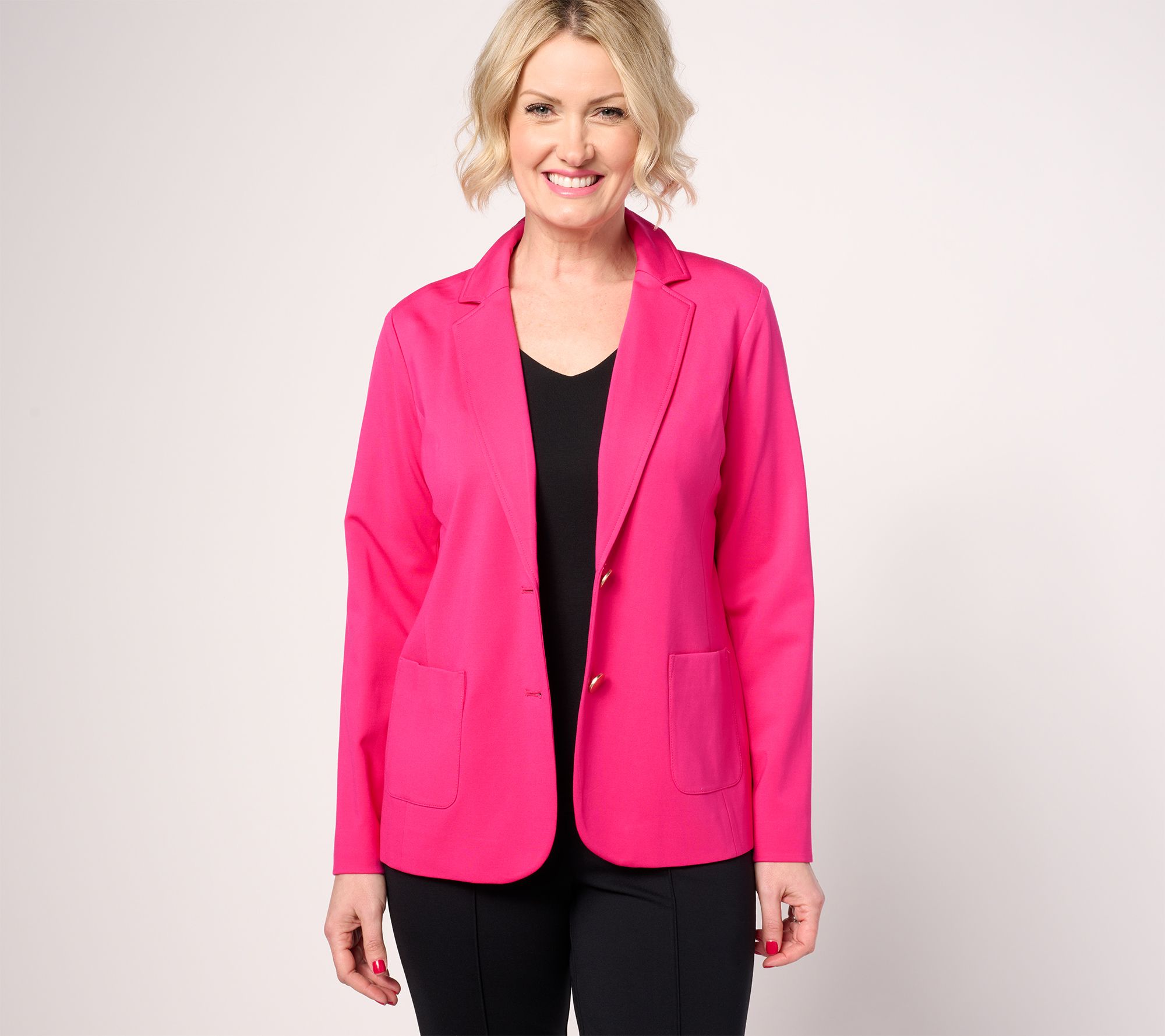 "As Is" Tailored by Susan Graver Regular Sleek Ponte Blazer