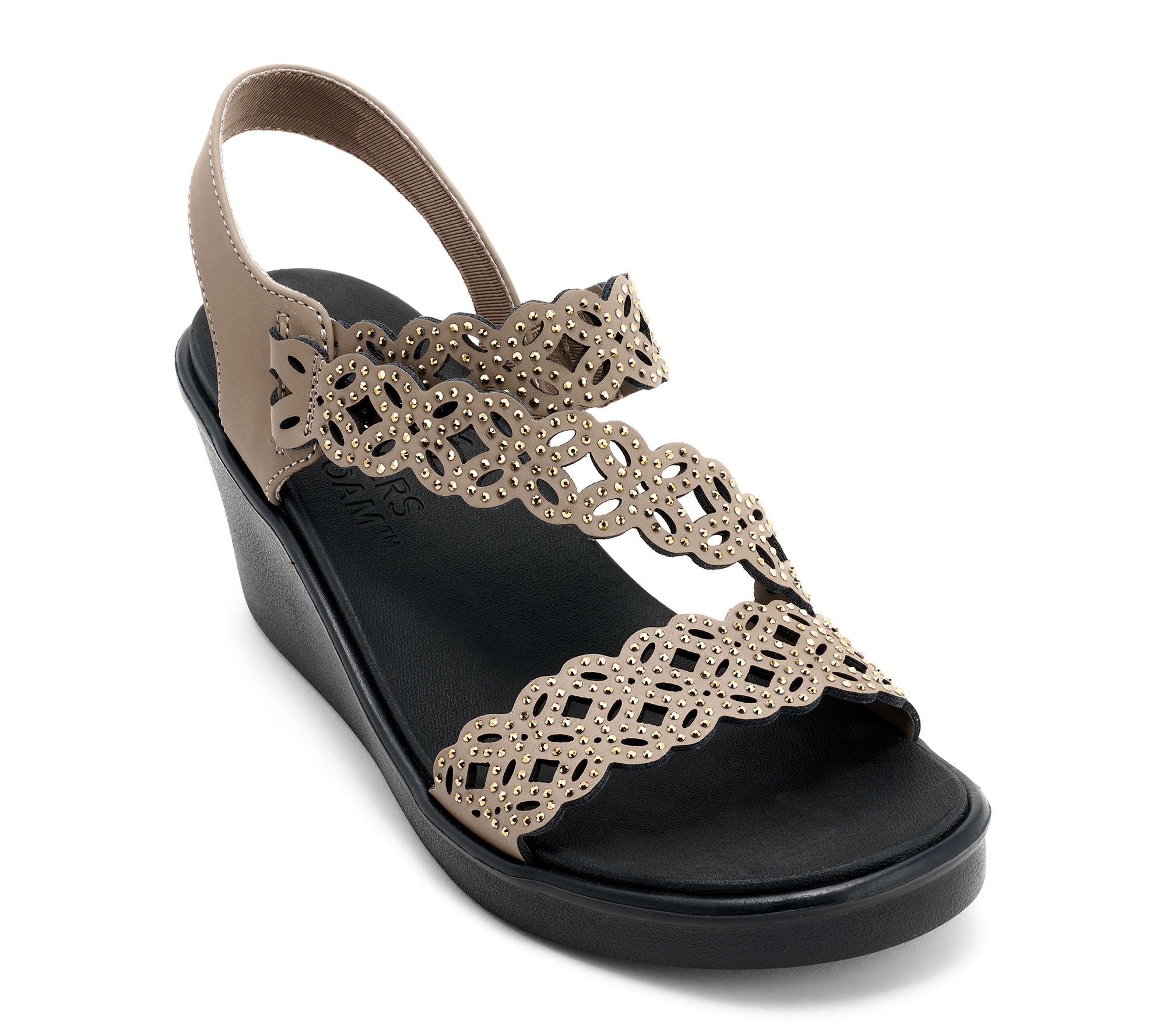 "As Is" Skechers Cali Rumble On Rhinestone Slingback Wedge