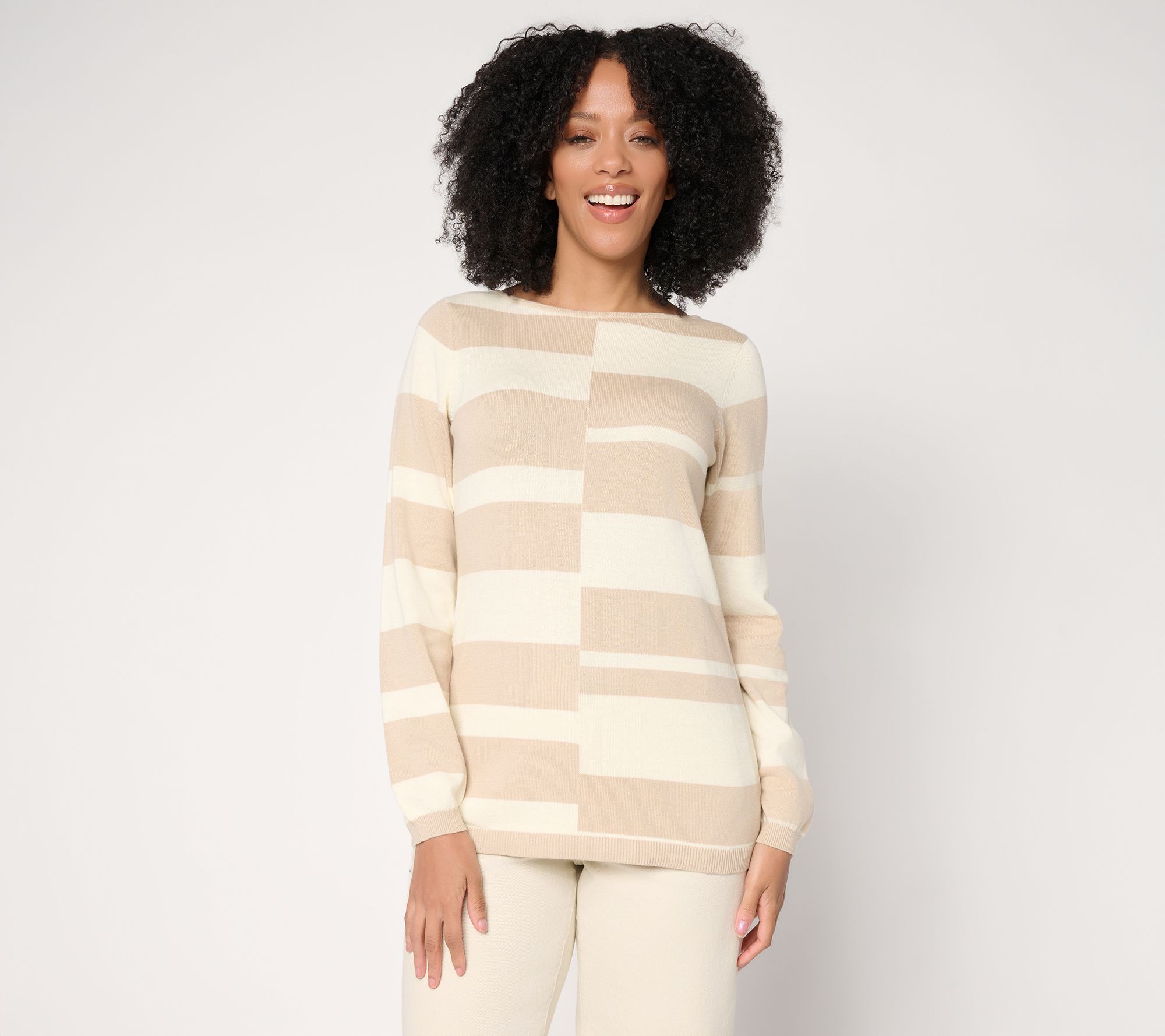 Susan Graver Mixed Stripe Intarsia Sweater