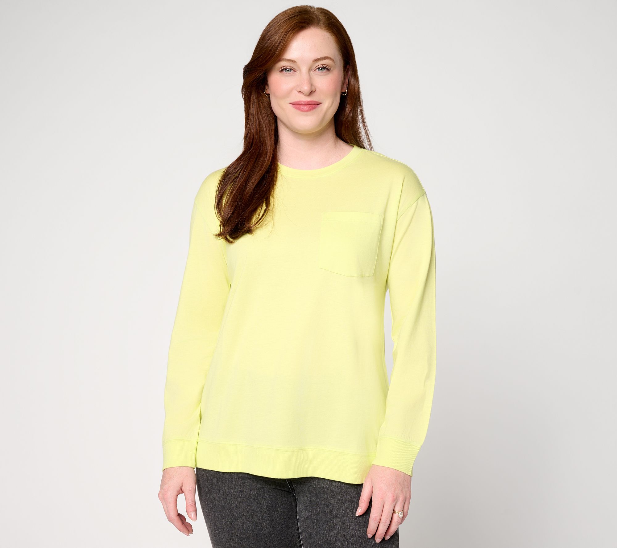 LOGO Principles by Lori Goldstein Patch Pocket Long Sleeve Top