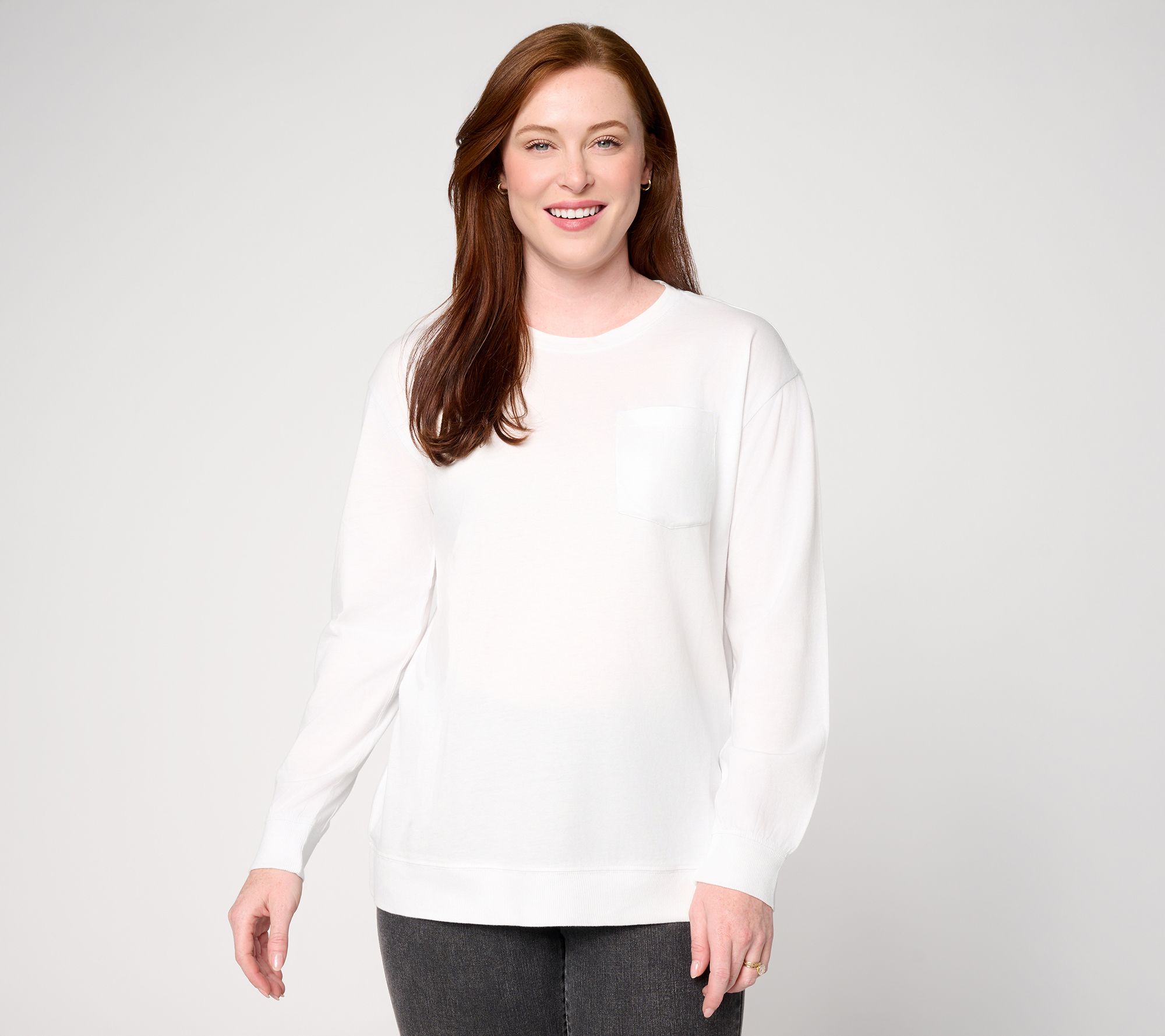 LOGO Principles by Lori Goldstein Patch Pocket Long Sleeve Top
