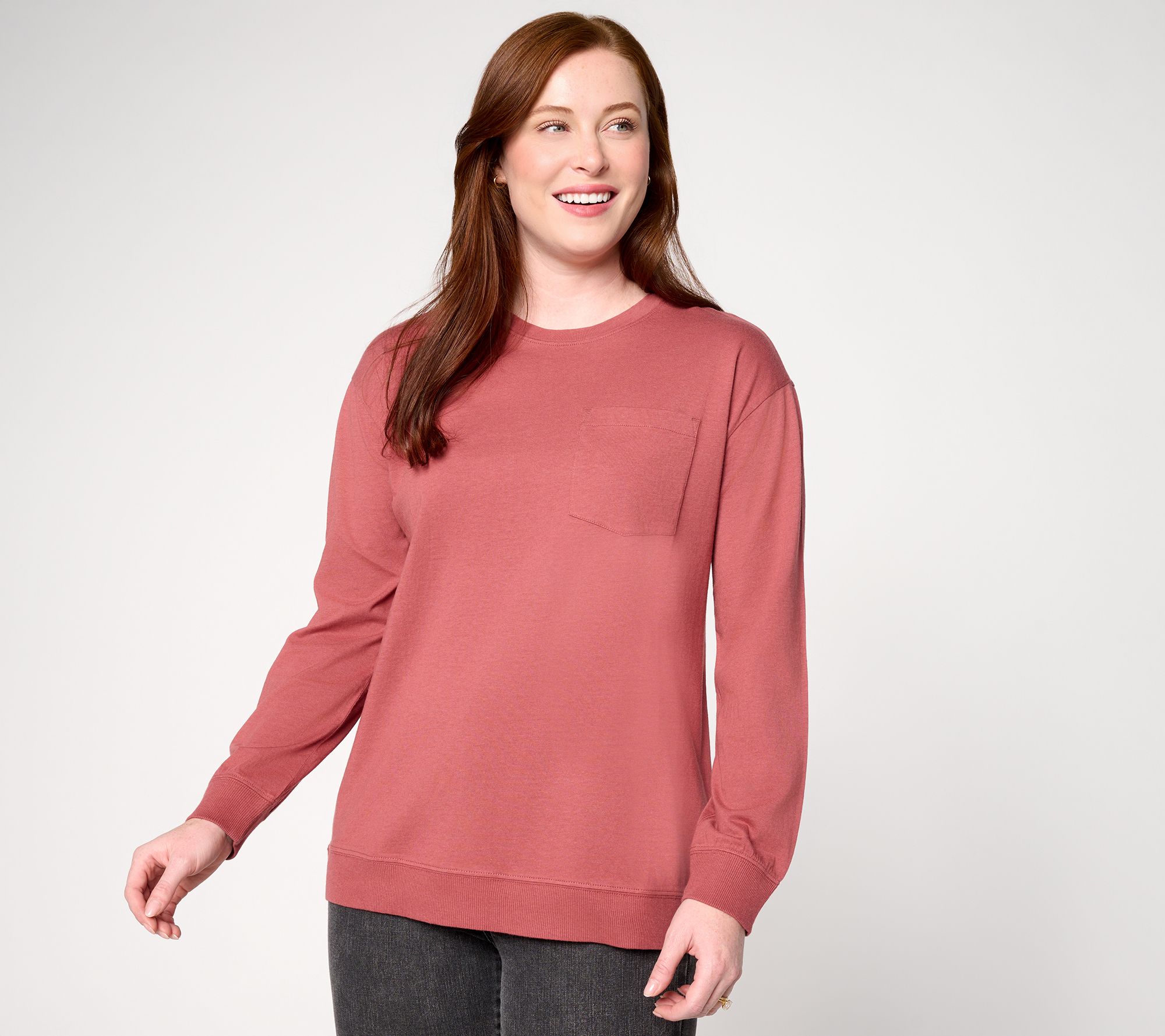 LOGO Principles by Lori Goldstein Patch Pocket Long Sleeve Top