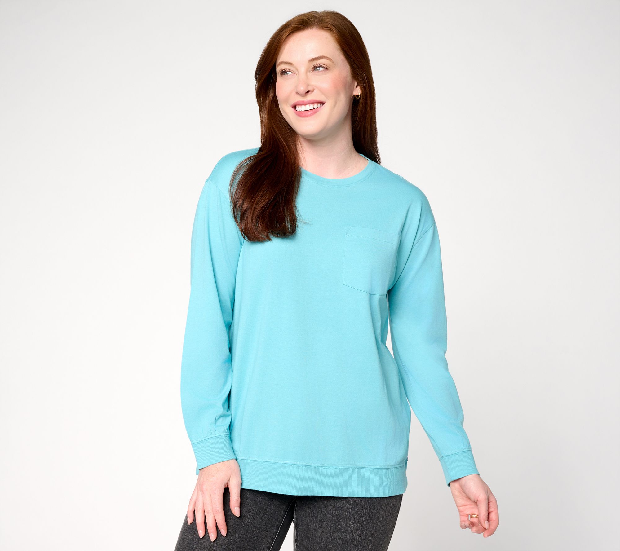 LOGO Principles by Lori Goldstein Patch Pocket Long Sleeve Top