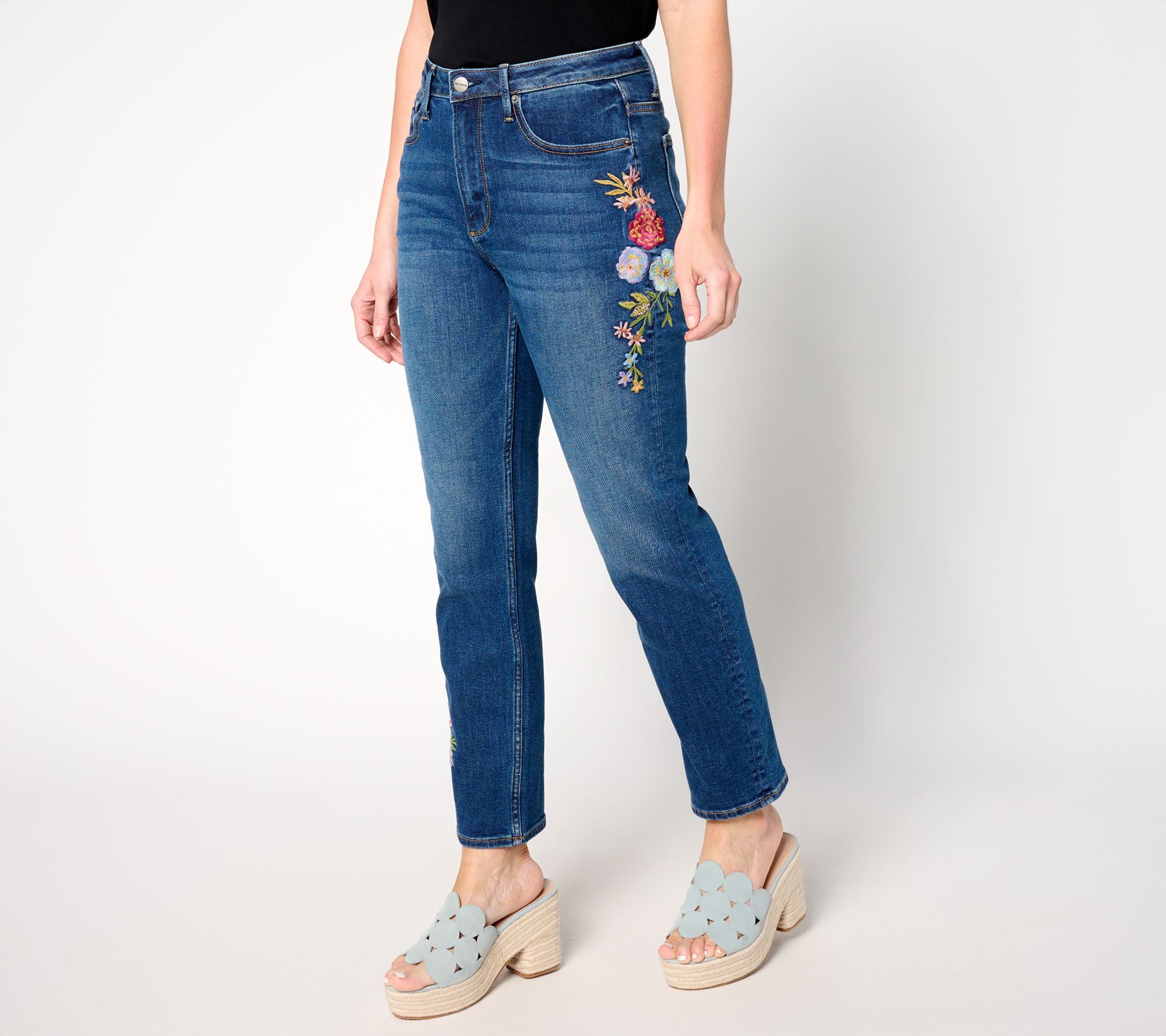 "As Is" Driftwood Jeans Stella Straight Leg Ankle Jean- Artistic Floral
