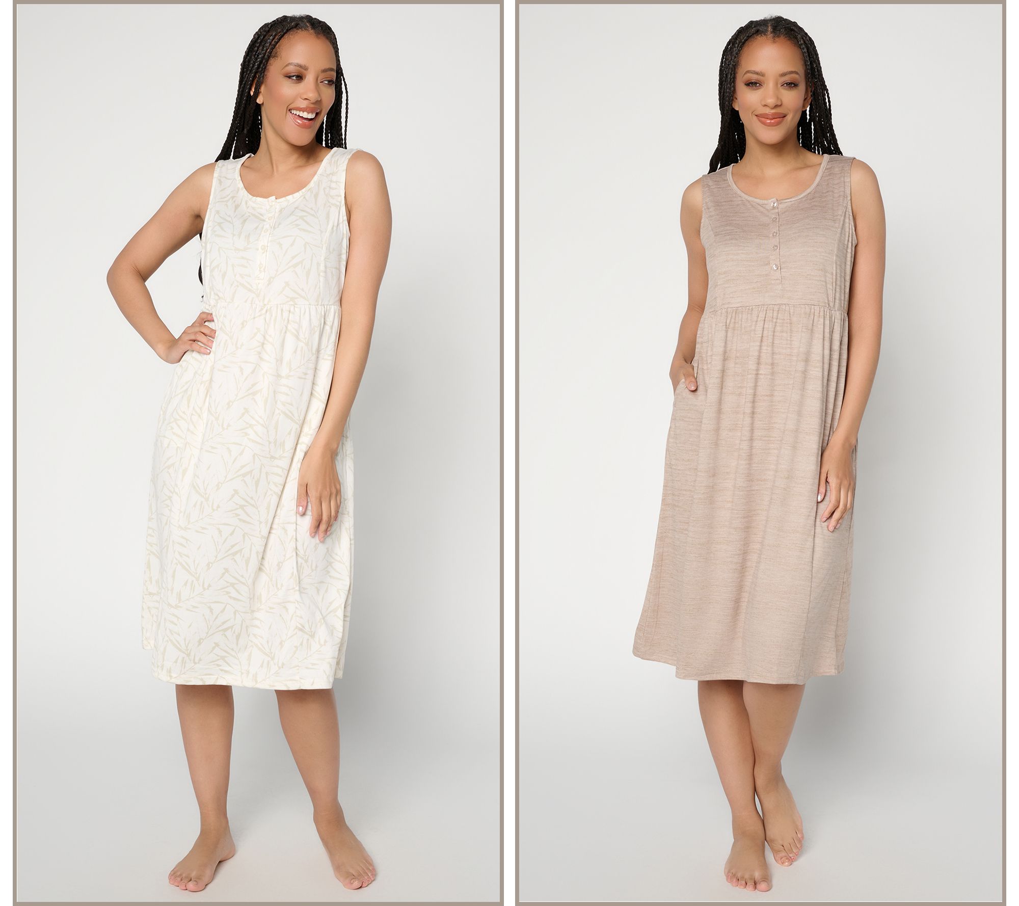 MUK LUKS Cloud Knit Set of 2 Midi Lounge Dresses