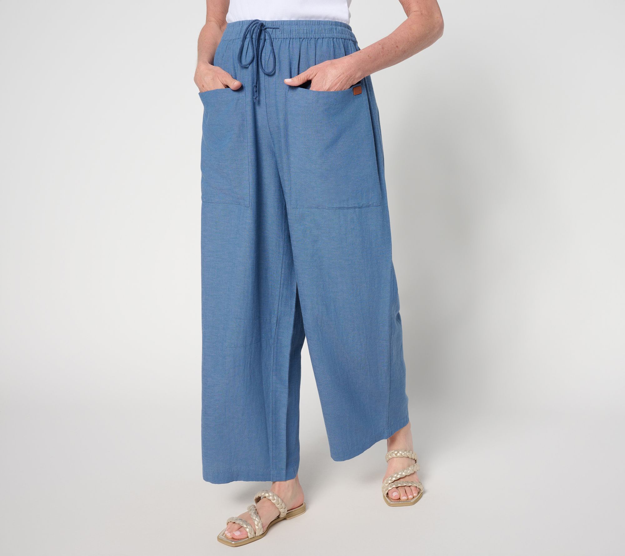 "As Is" Peace Love World Boheme Petite Linen Blend Liz Ankle Pants