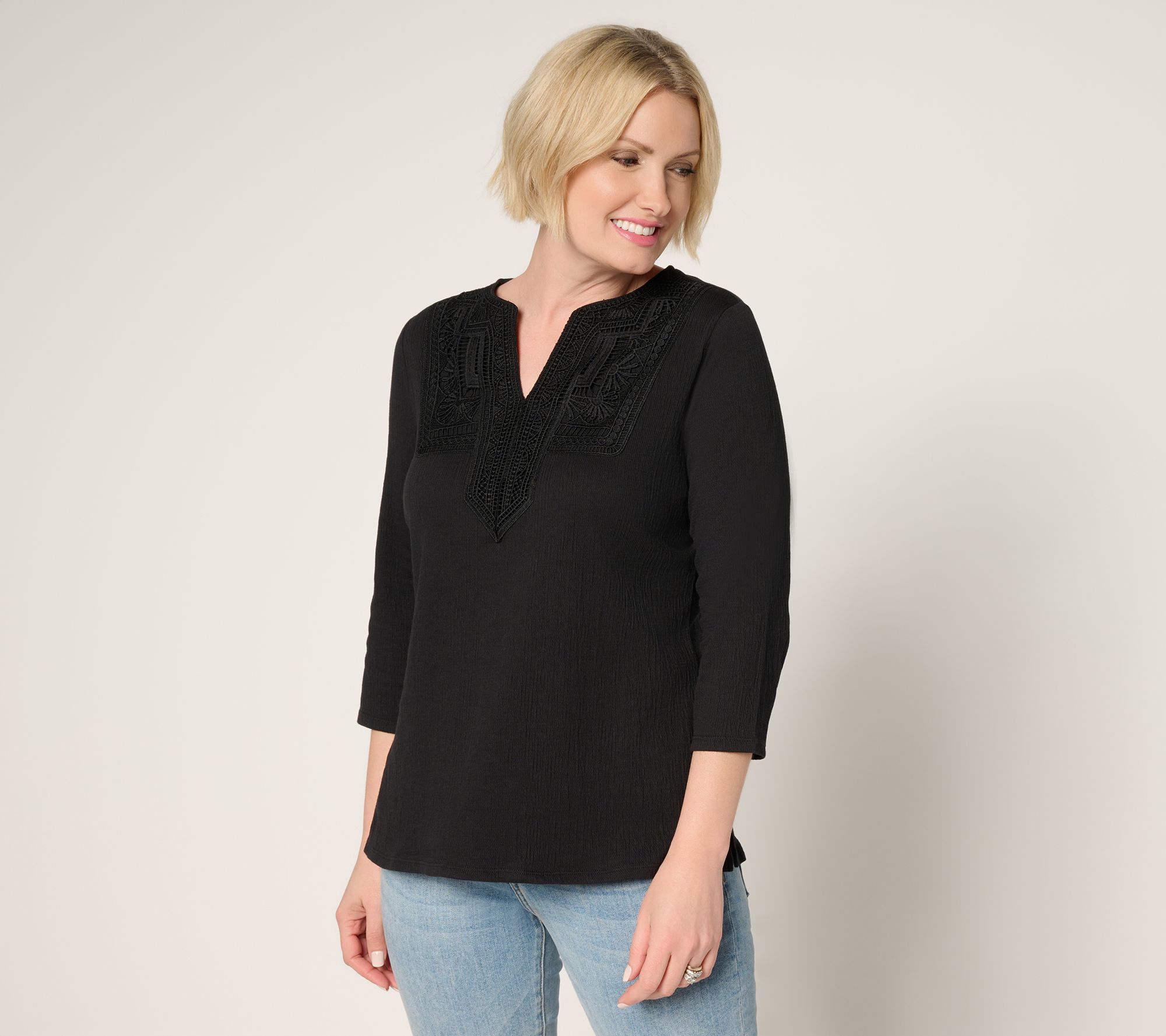 "As Is" Belle by Kim Gravel Packabelle Gotta Getaway Lace Trim Top