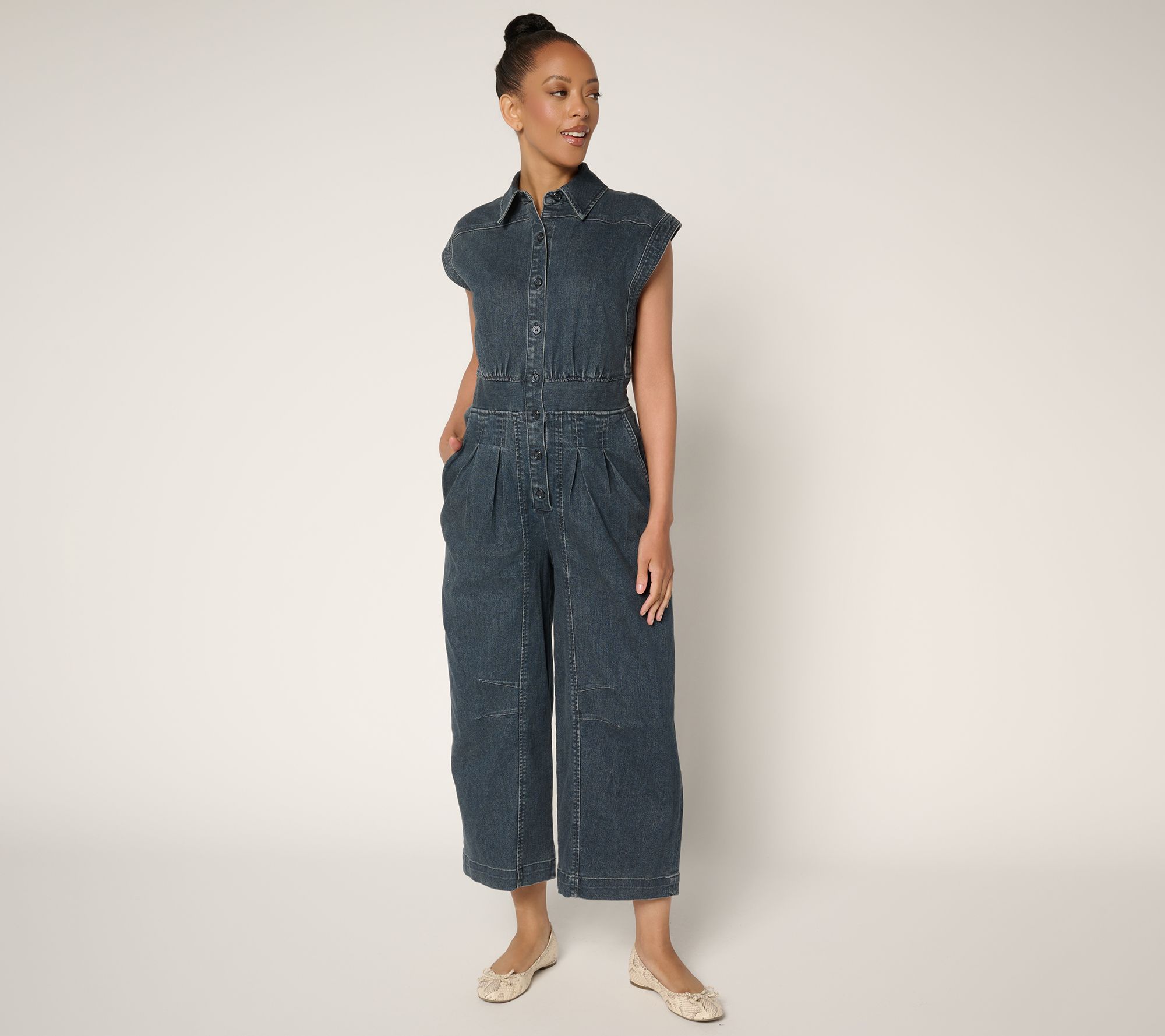 "As Is" Me by Jennie Garth Petite Ankle Length Denim Jumpsuit