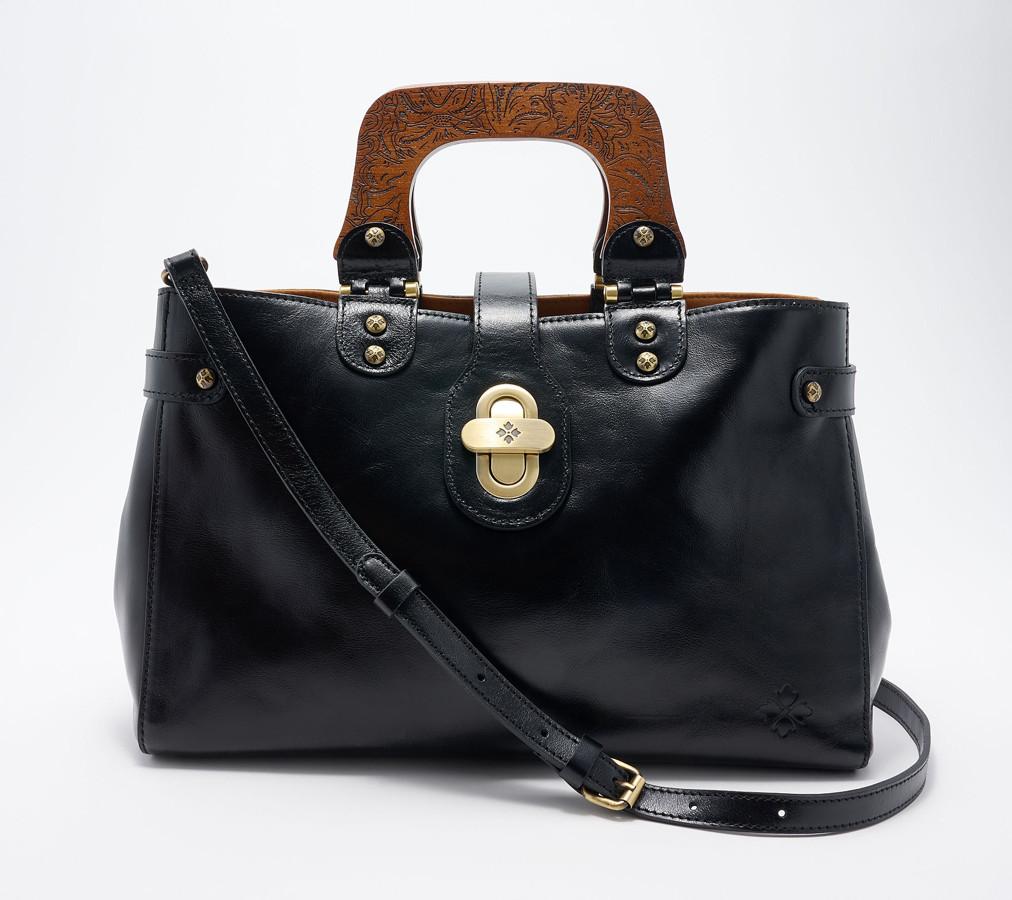 Patricia Nash Sansia Wooden Top Handle Satchel Bag