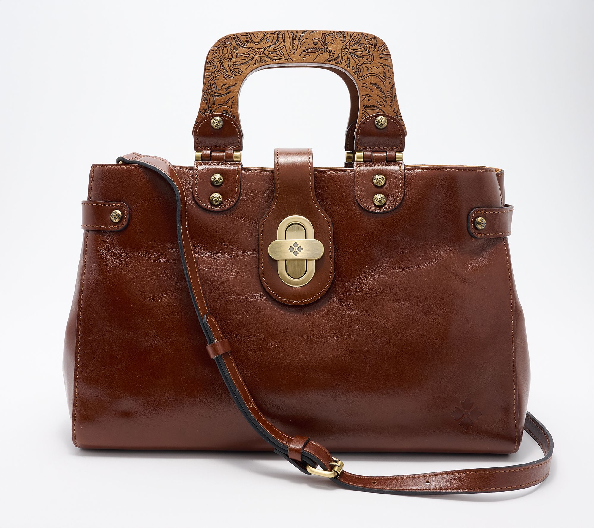 Patricia Nash Sansia Wooden Top Handle Satchel Bag