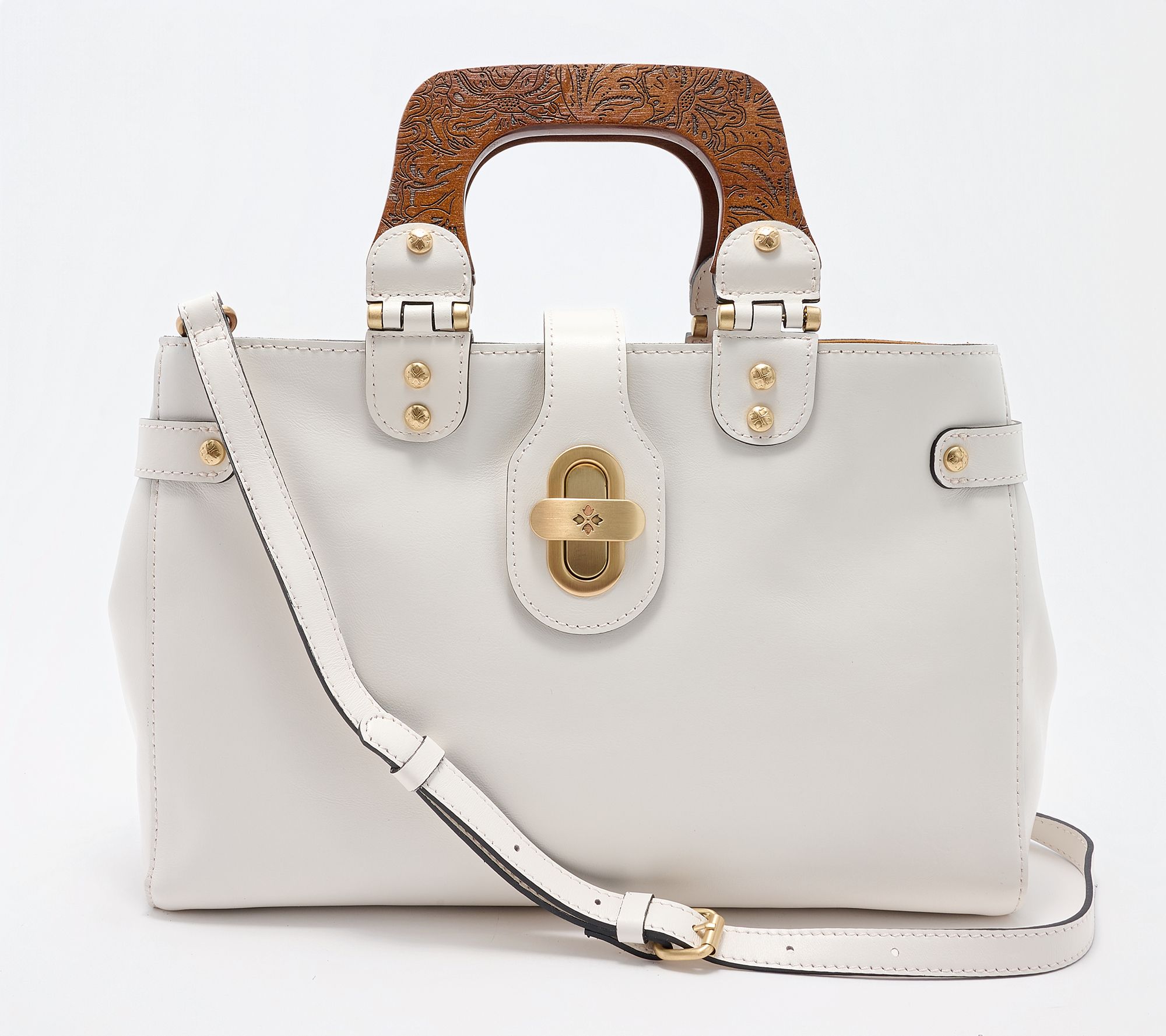 Patricia Nash Sansia Wooden Top Handle Satchel Bag