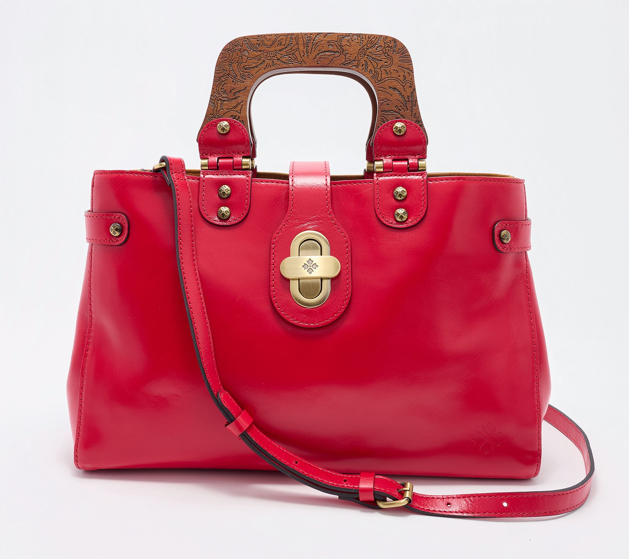 Patricia Nash Sansia Wooden Top Handle Satchel Bag