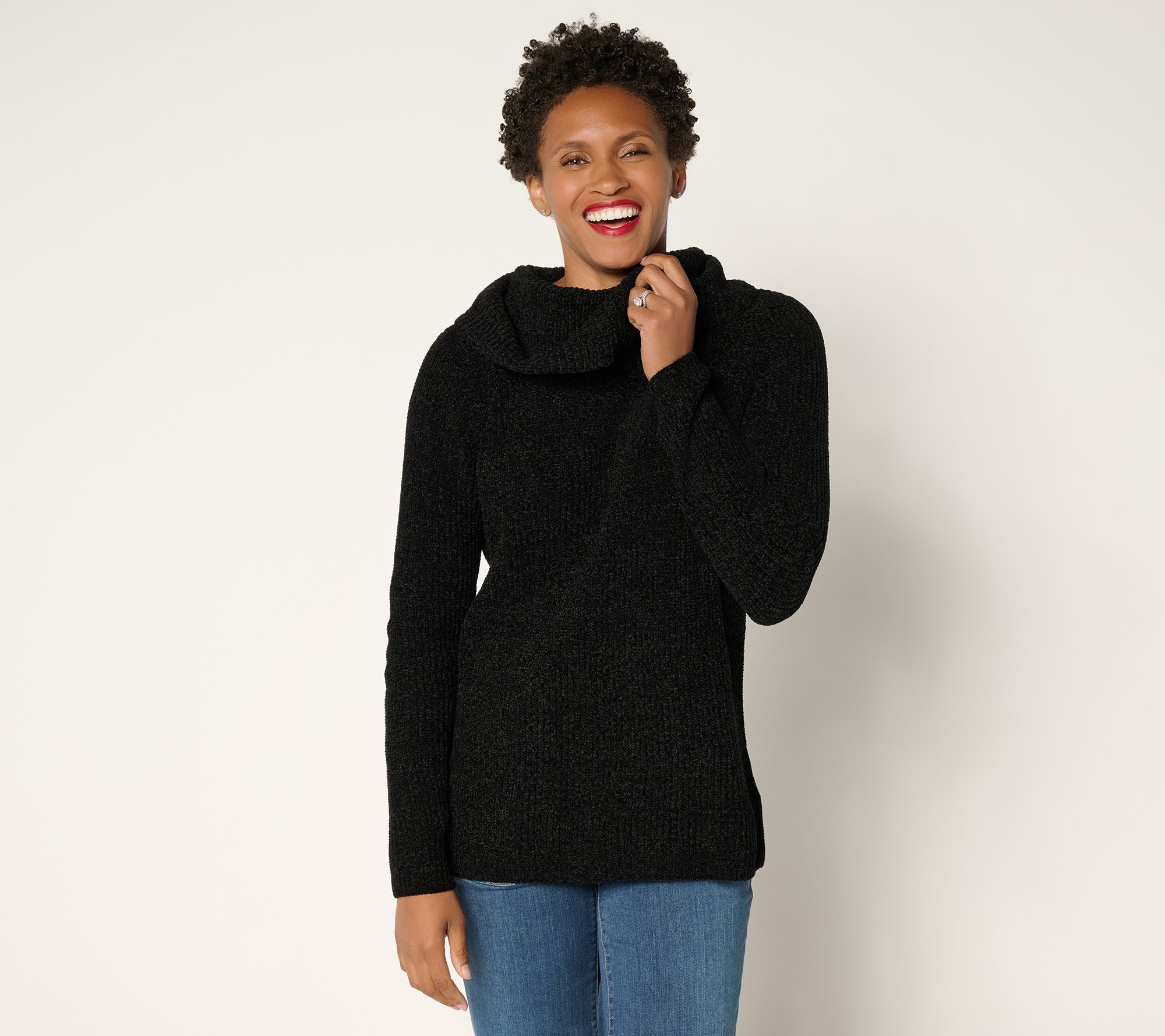 "As Is" Belle by Kim Gravel Chenille Shaker Knit Cowl Neck