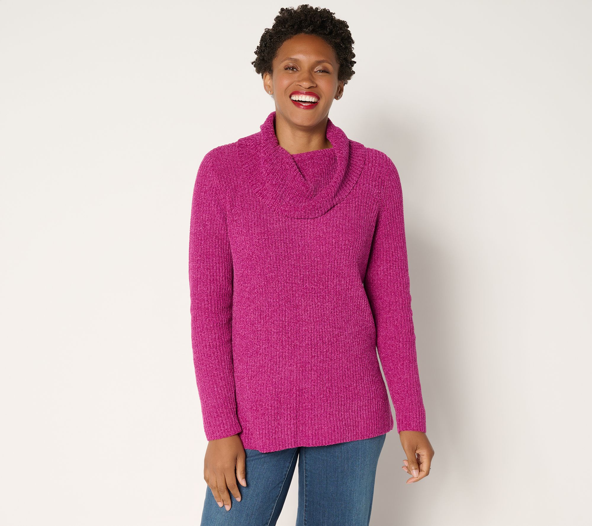 "As Is" Belle by Kim Gravel Chenille Shaker Knit Cowl Neck