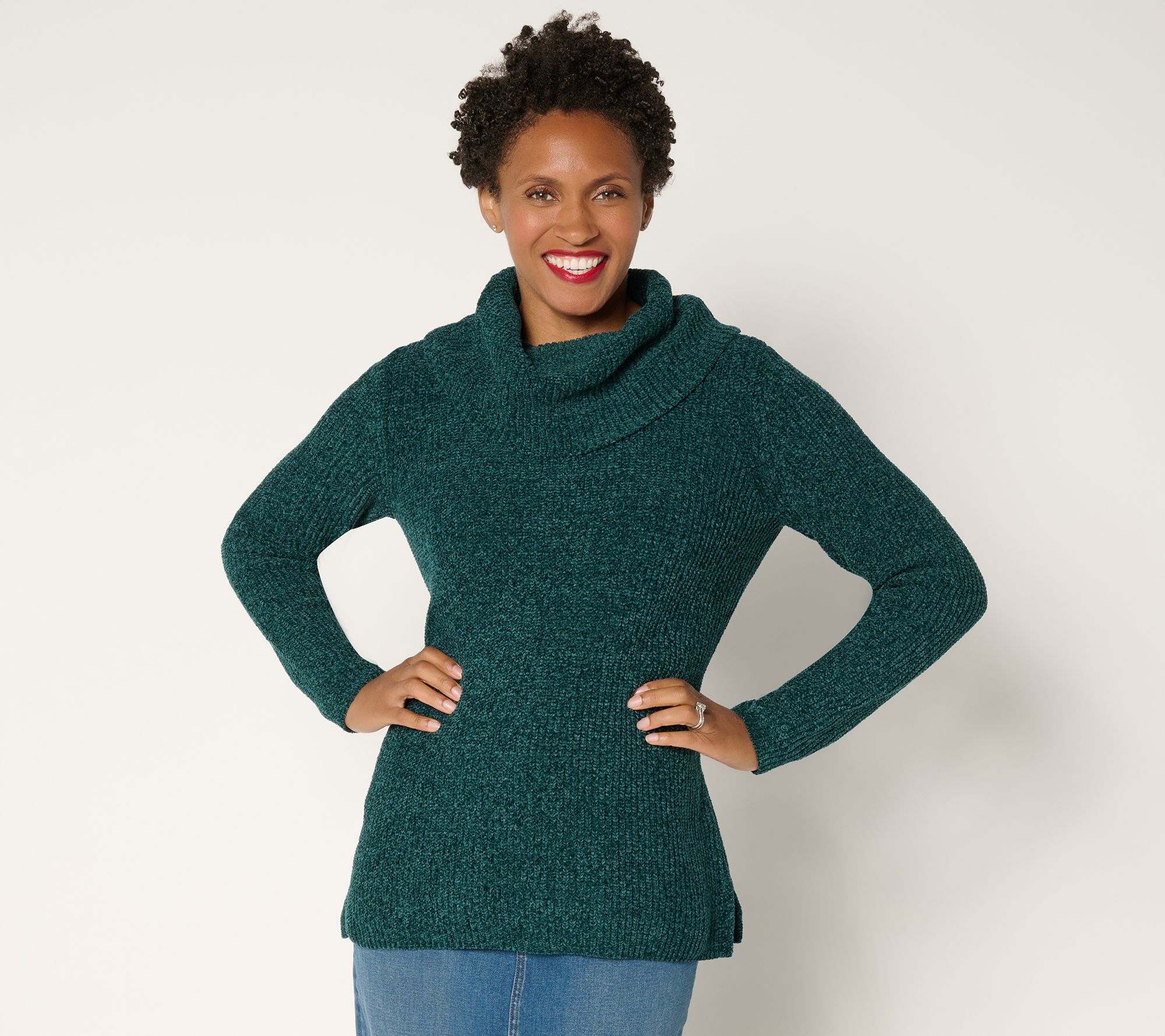 "As Is" Belle by Kim Gravel Chenille Shaker Knit Cowl Neck