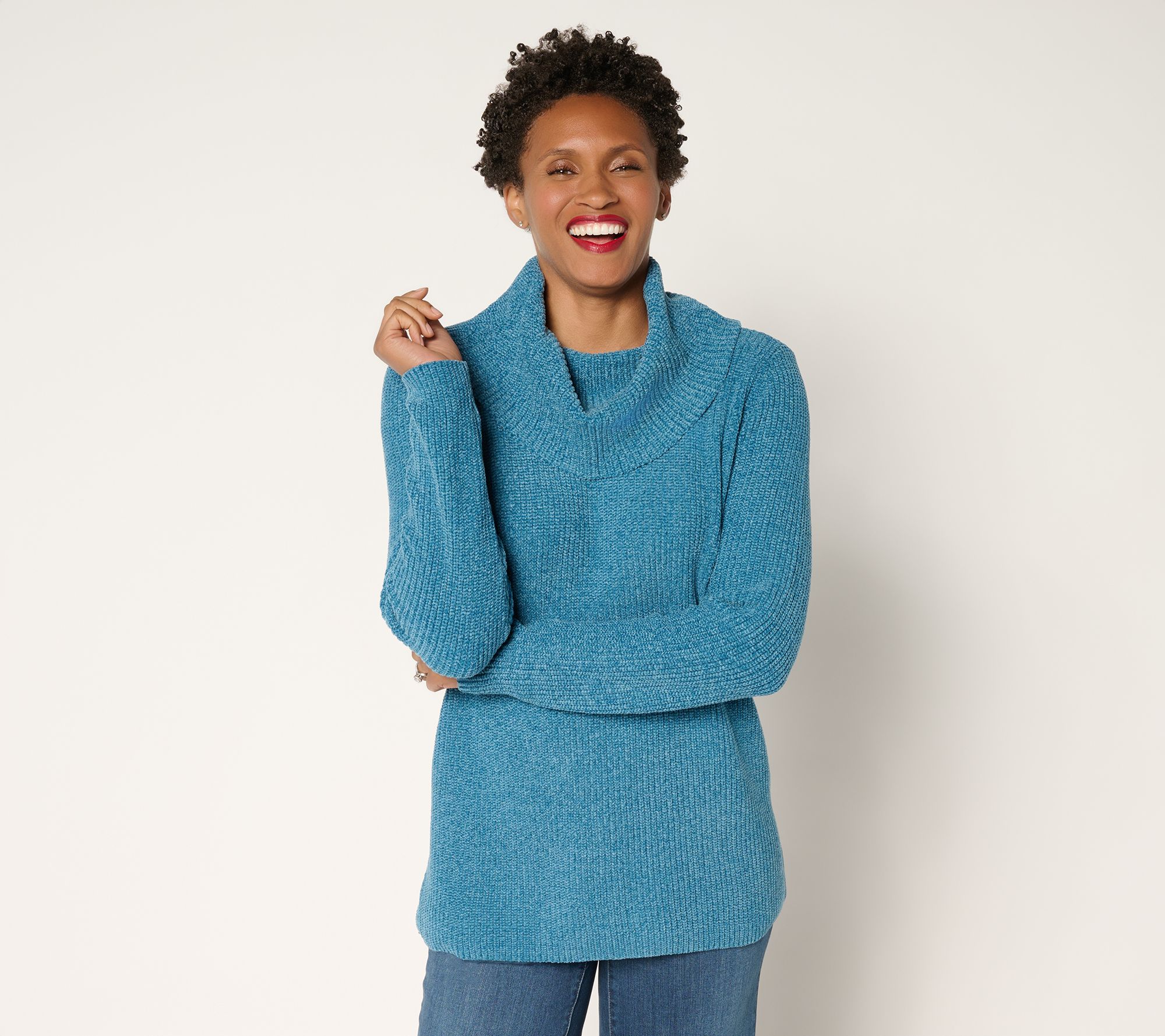 "As Is" Belle by Kim Gravel Chenille Shaker Knit Cowl Neck