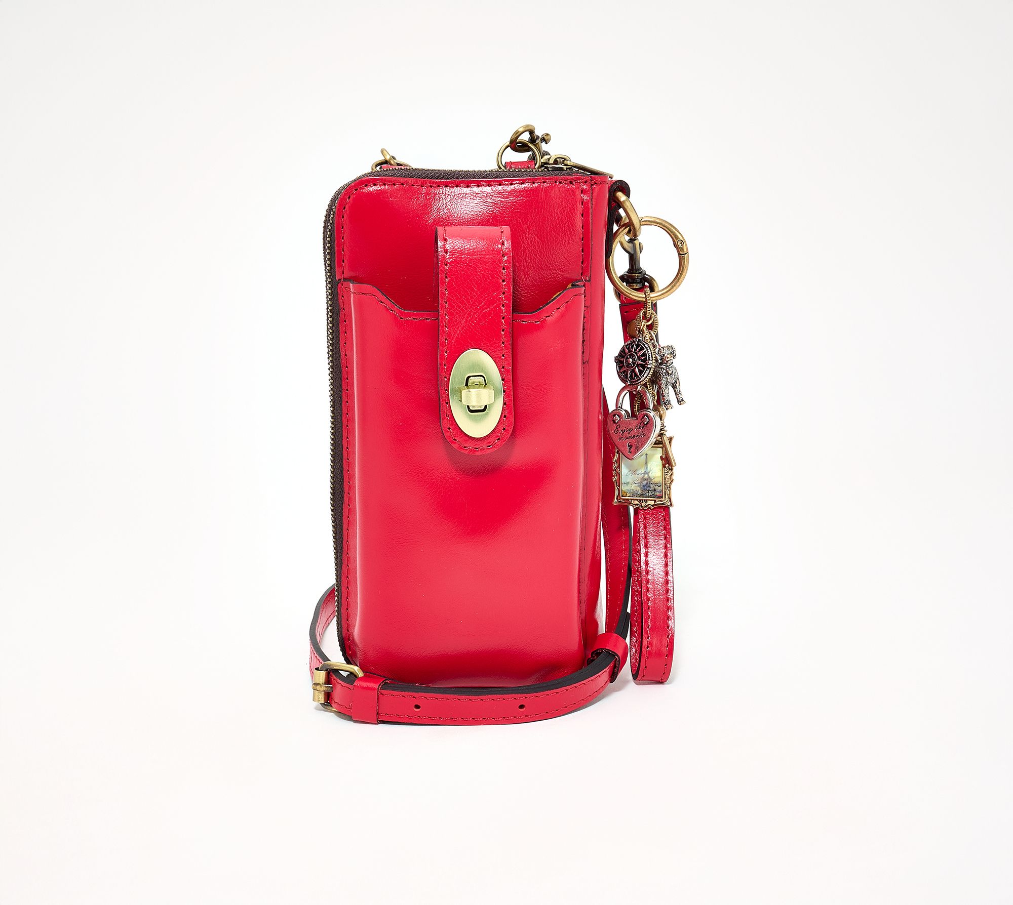  Patricia Nash Amalia Leather Phone Crossbody w/ Charm & Wristlet
