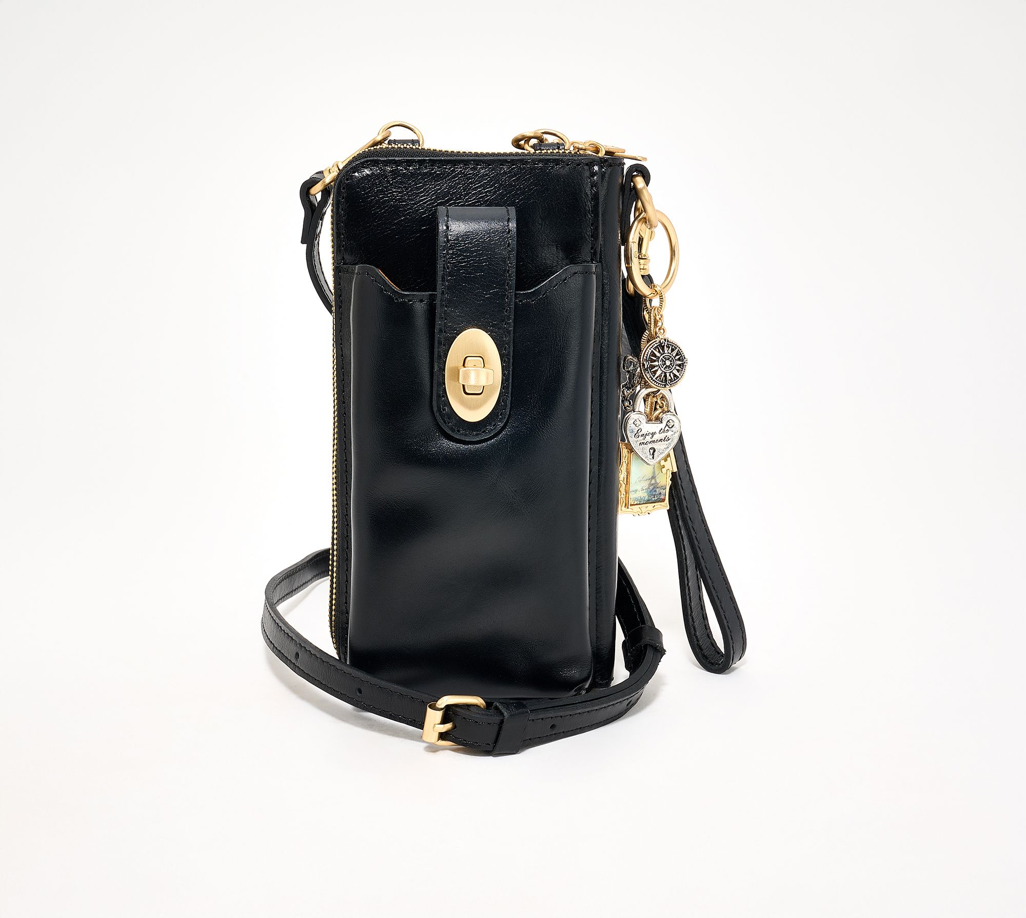 Patricia Nash Amalia Leather Phone Crossbody w/ Charm & Wristlet