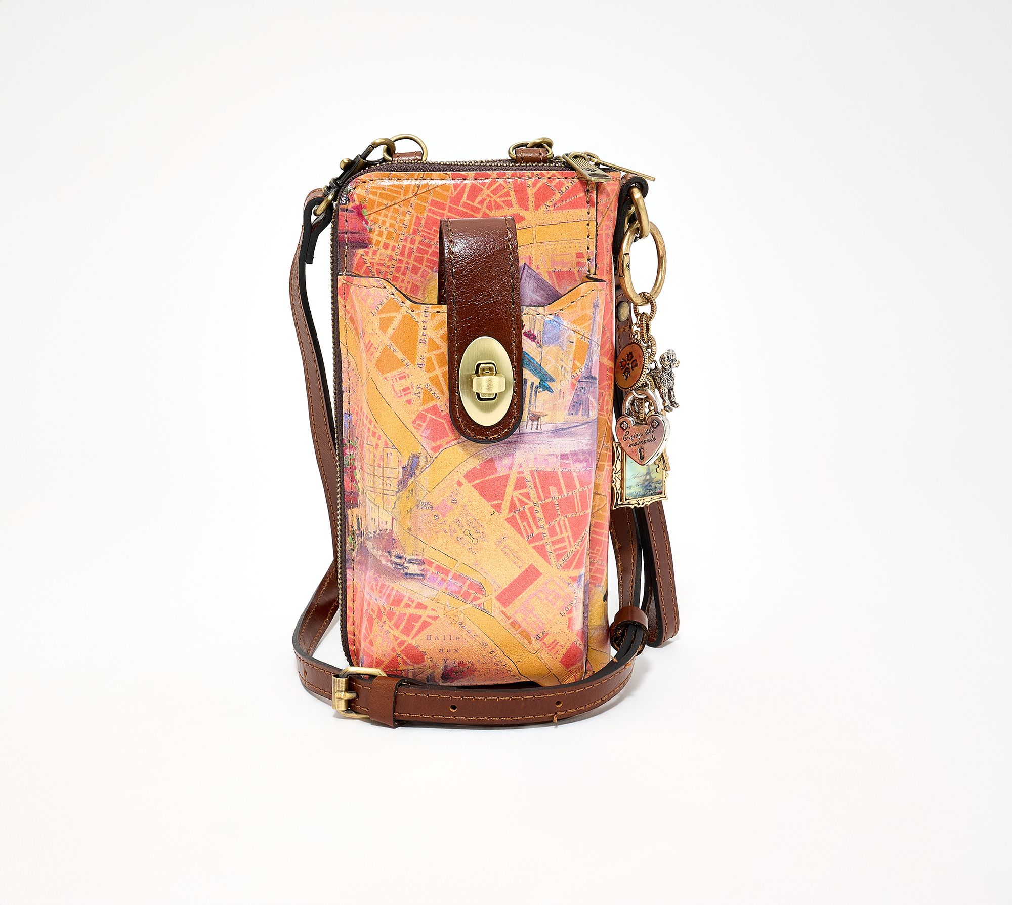 Patricia Nash Amalia Leather Phone Crossbody w/ Charm & Wristlet