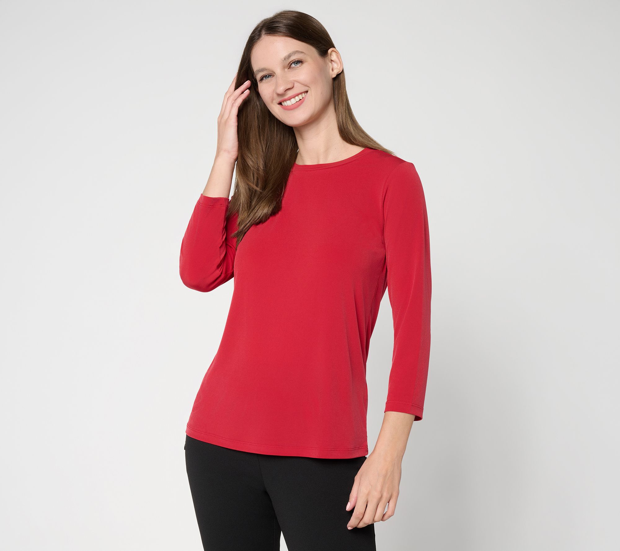  Susan Graver Essentials Liquid Knit Crew Neck Top