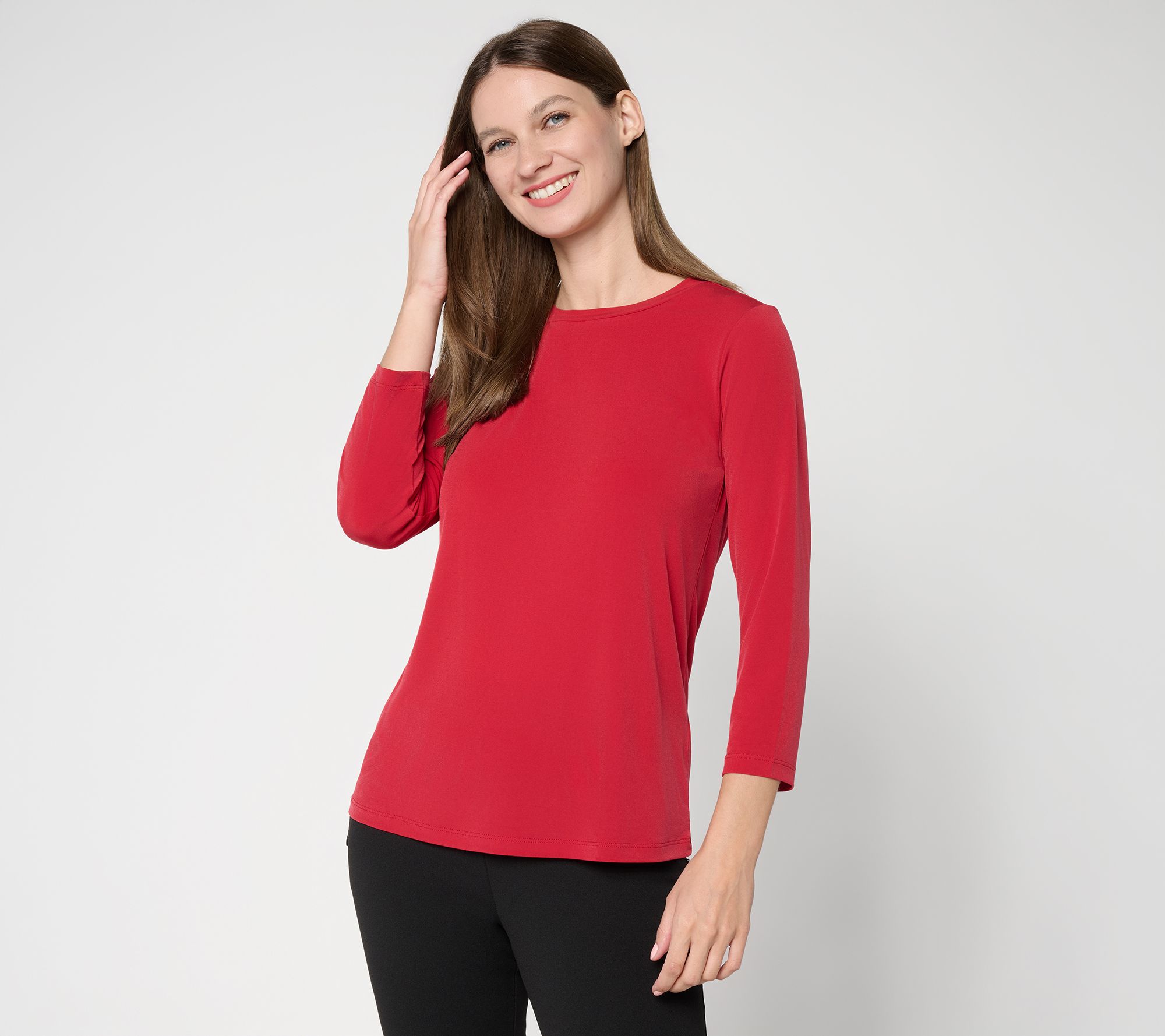 Susan Graver Essentials Liquid Knit Crew-Neck Top