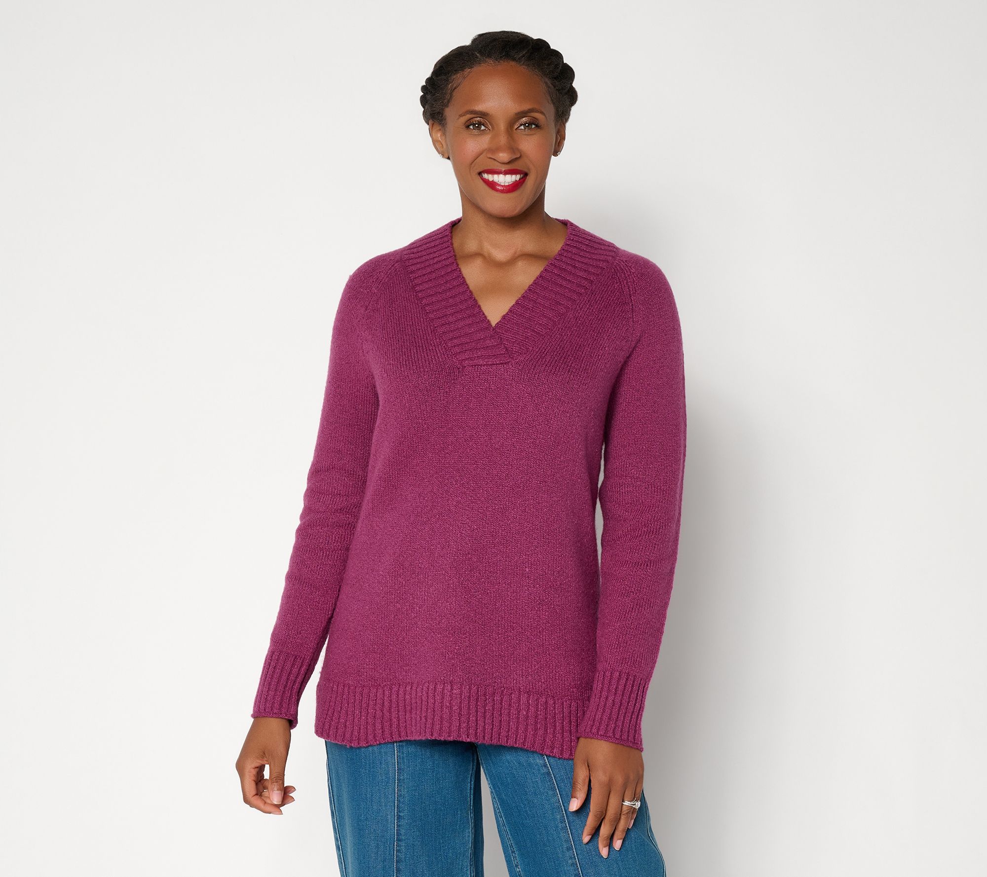 Belle by Kim Gravel Cozy Crush Crossover V Neck Sweater