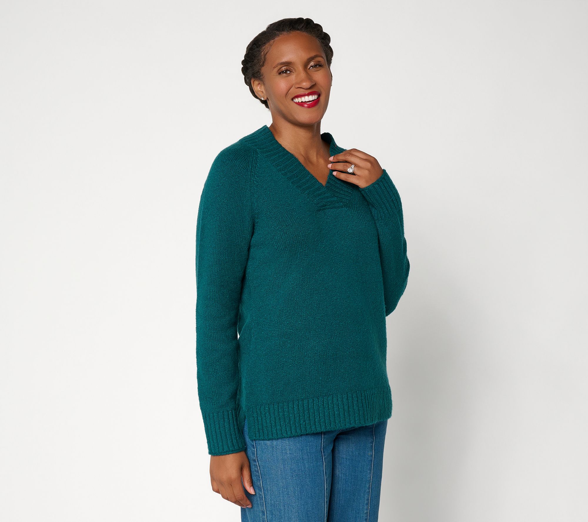 Belle by Kim Gravel Cozy Crush Crossover V Neck Sweater
