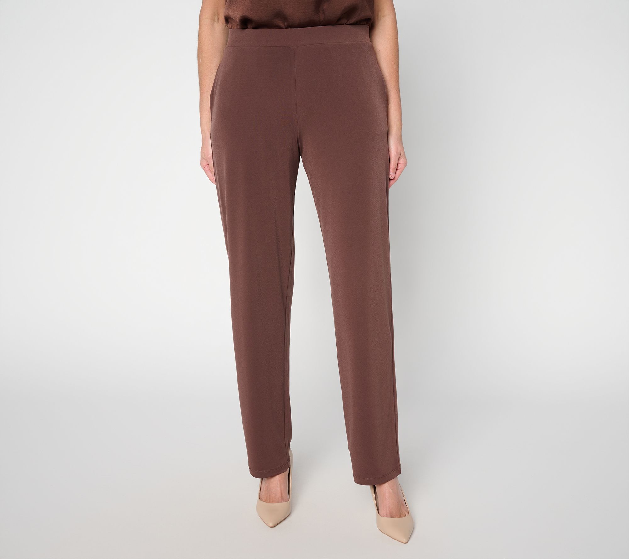 "As Is" Susan Graver Essentials Reg Liquid Knit Straight Pant