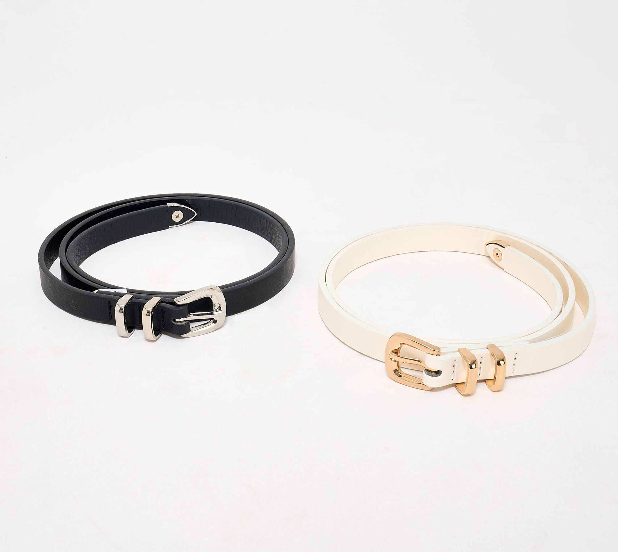 "As Is" Susan Graver Set of 2 Faux Leather Belts