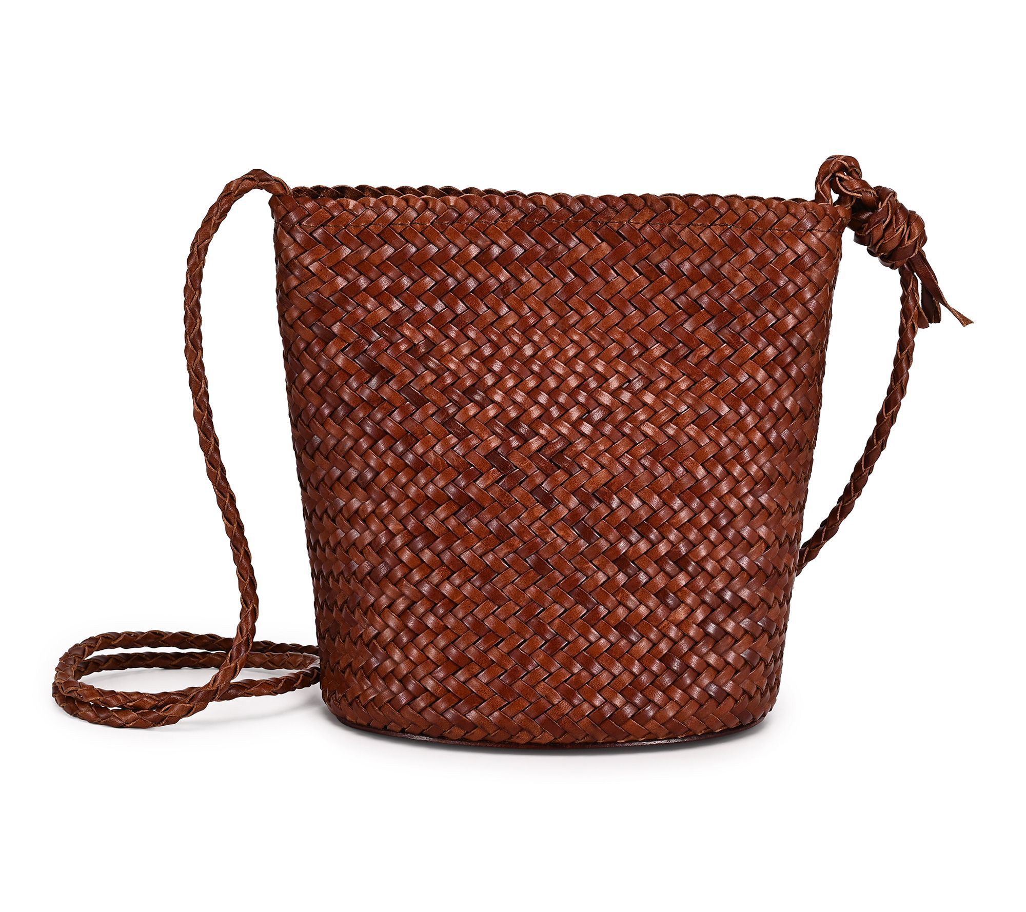 Old Trend Reed Small Handwoven Leather Barrel Crossbody