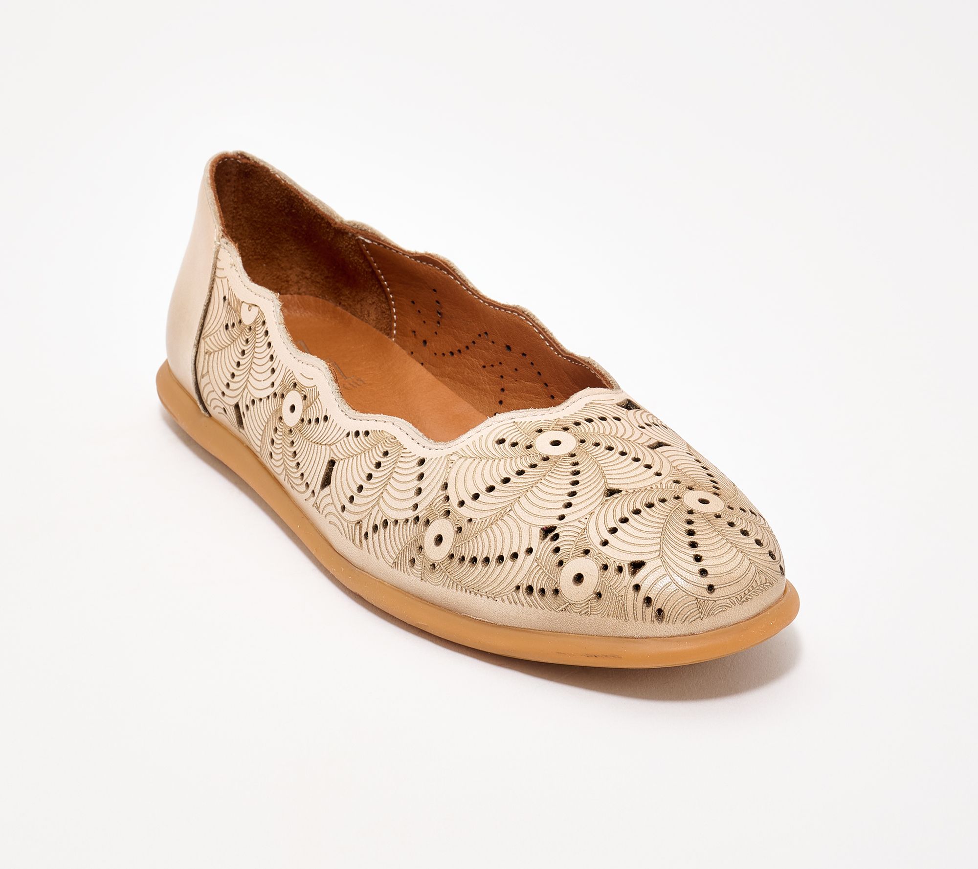 "As Is" Miz Mooz Leather Floral Perforated Flats- Brayan