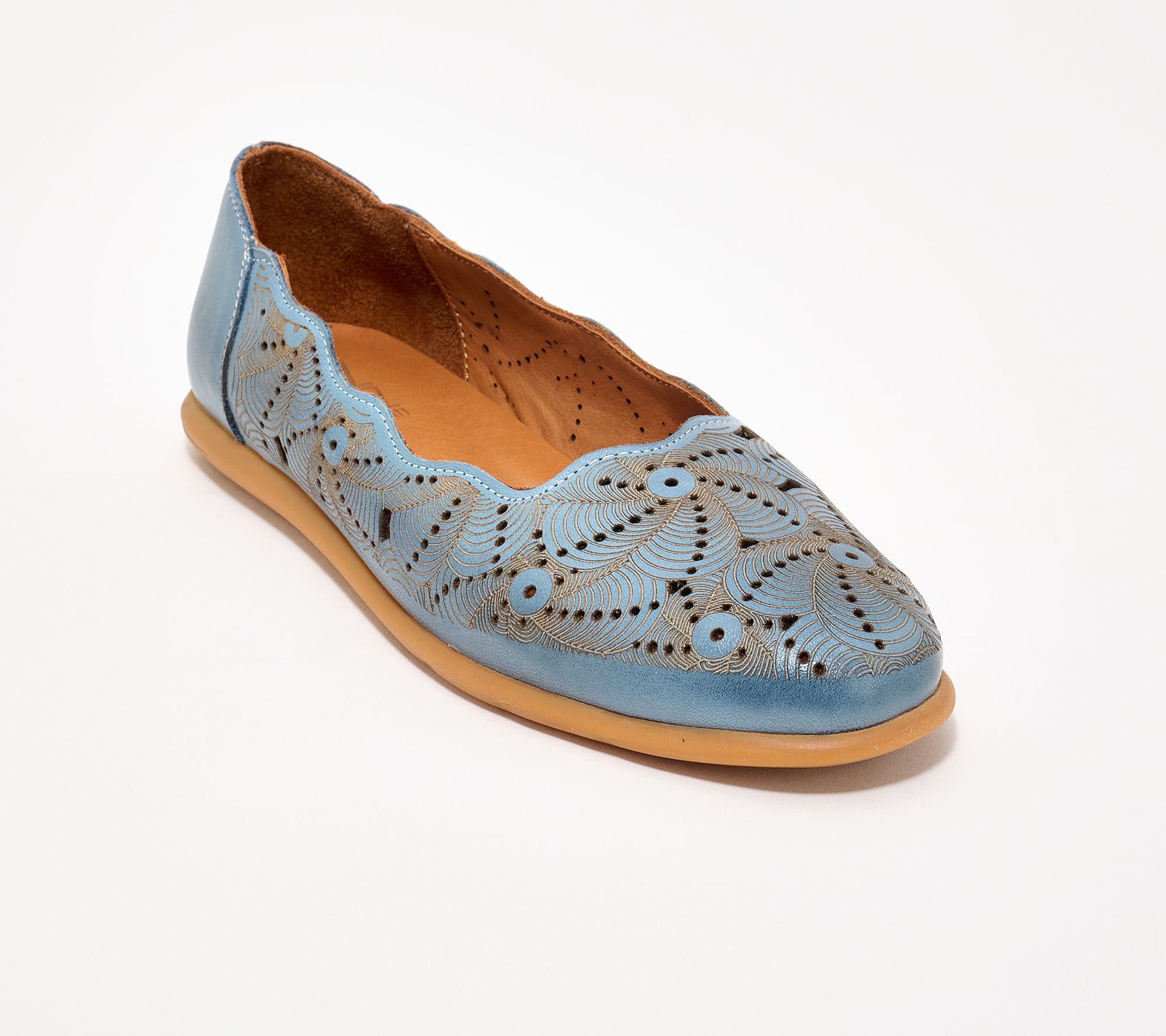"As Is" Miz Mooz Leather Floral Perforated Flats- Brayan