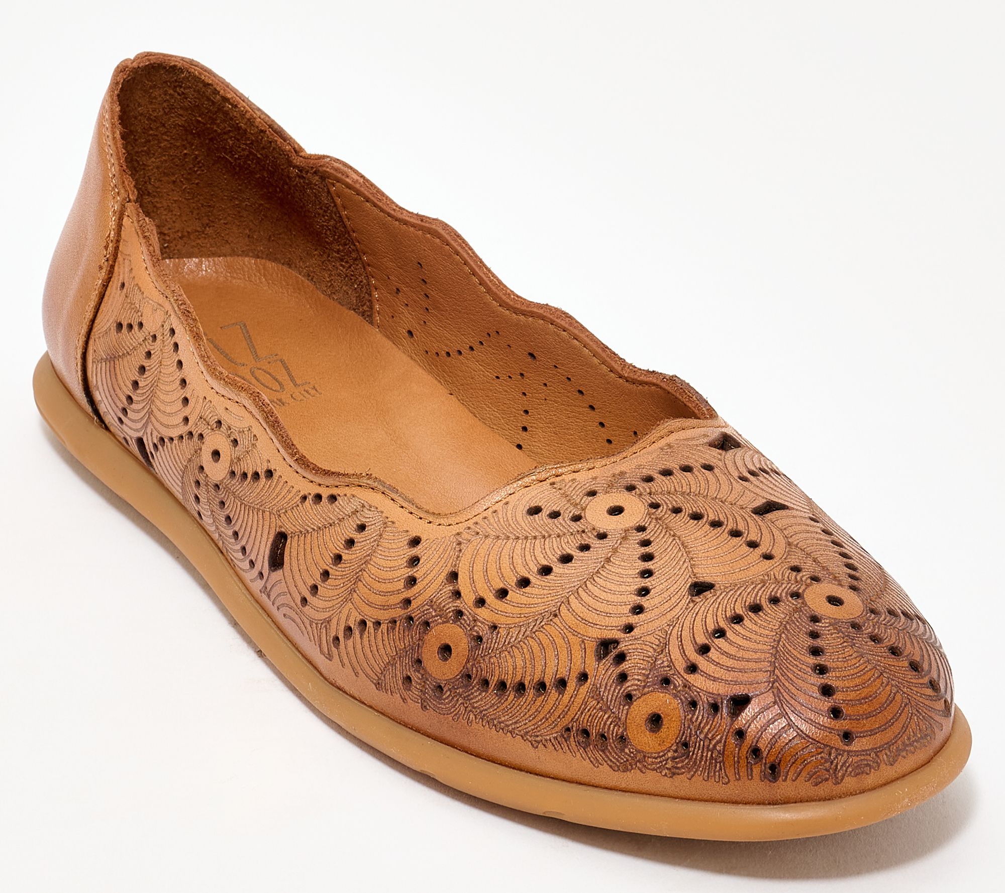 "As Is" Miz Mooz Leather Floral Perforated Flats- Brayan