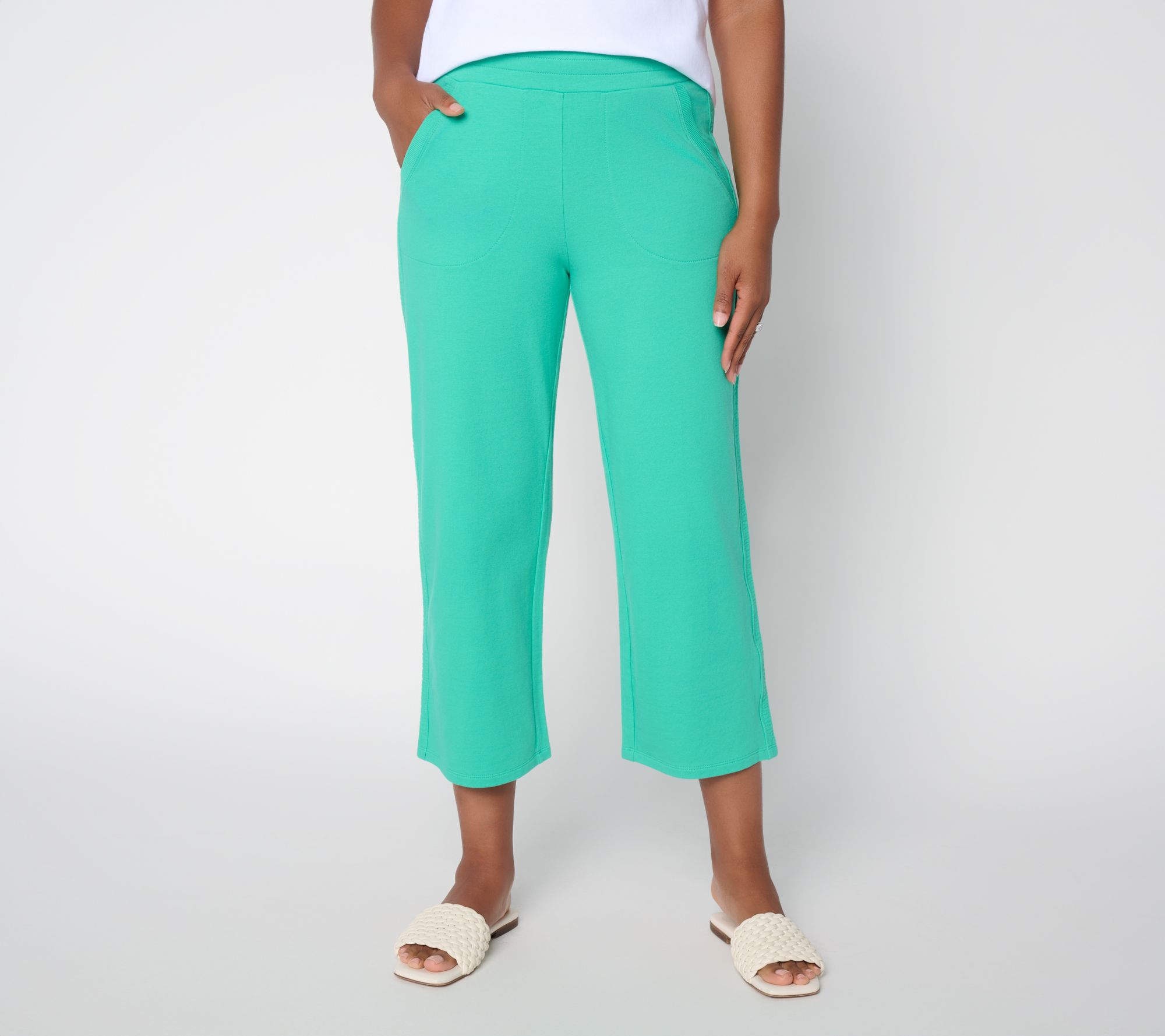 "As Is" Belle Beach by Kim Gravel Regular Gauze Inset Terry Pant