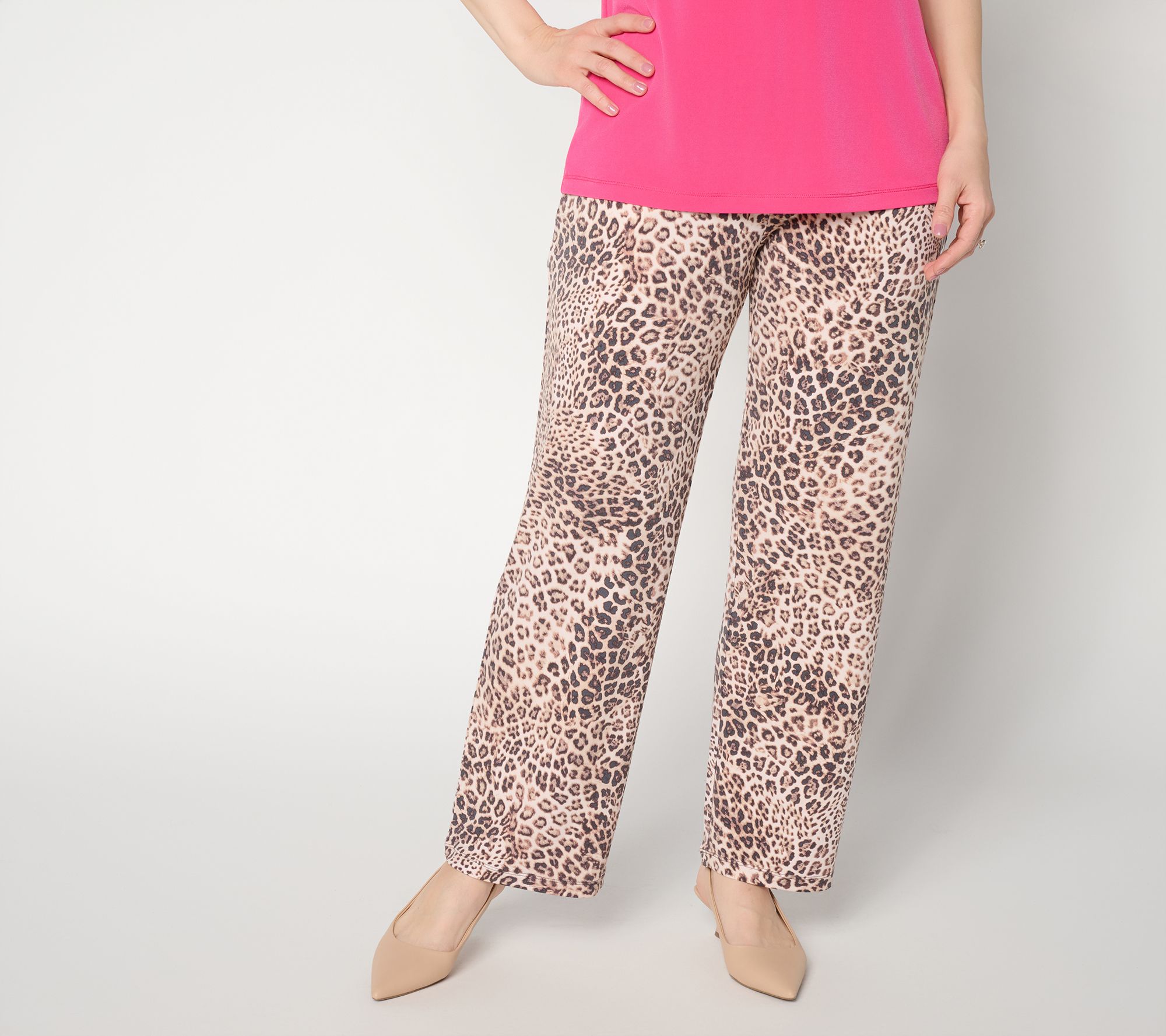 "As Is" Susan Graver Petite Printed Liquid Knit Straight Leg Ankle Pants