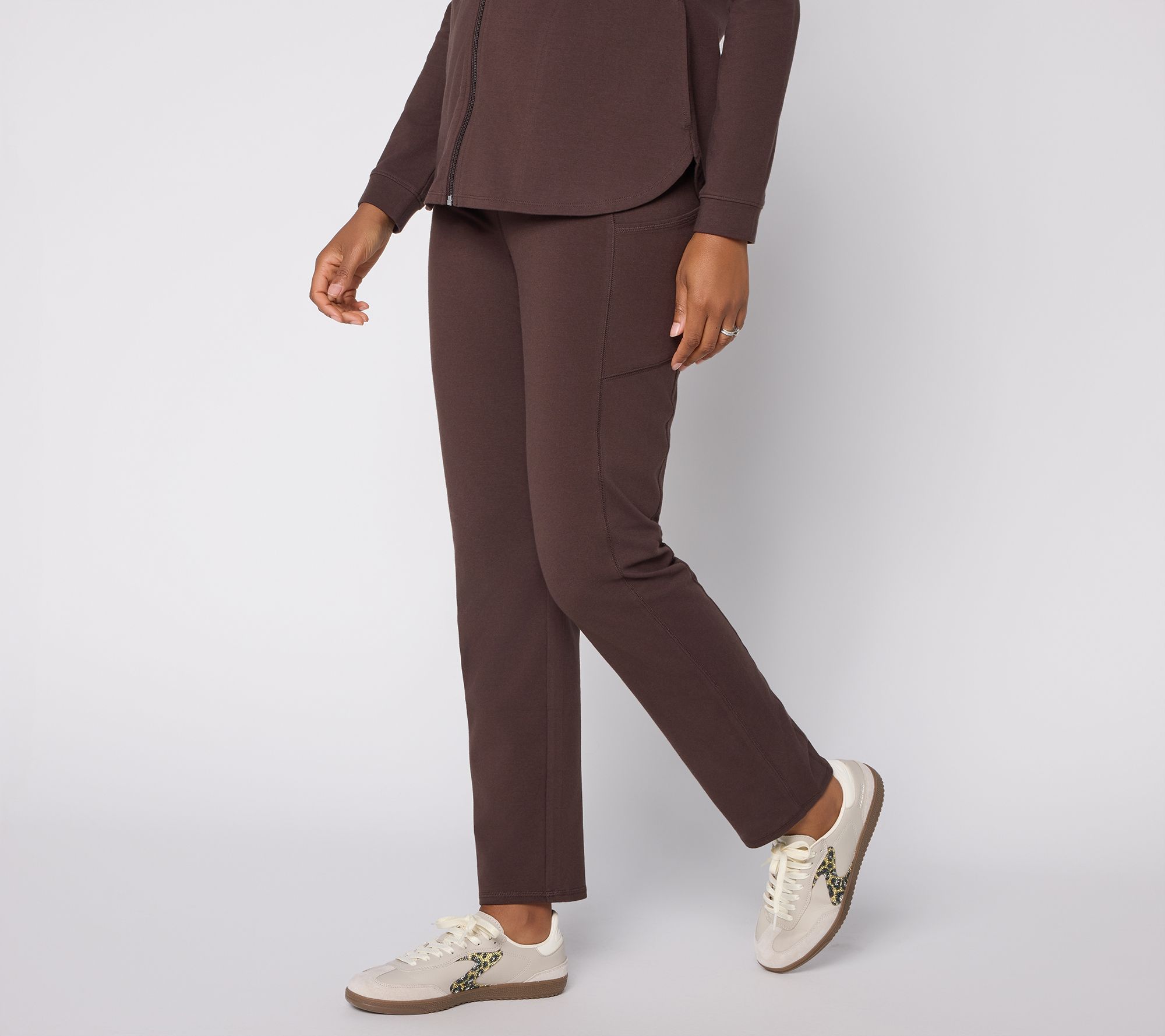 "As Is" Denim & Co. Active Petite Stretch Straight Leg Pants