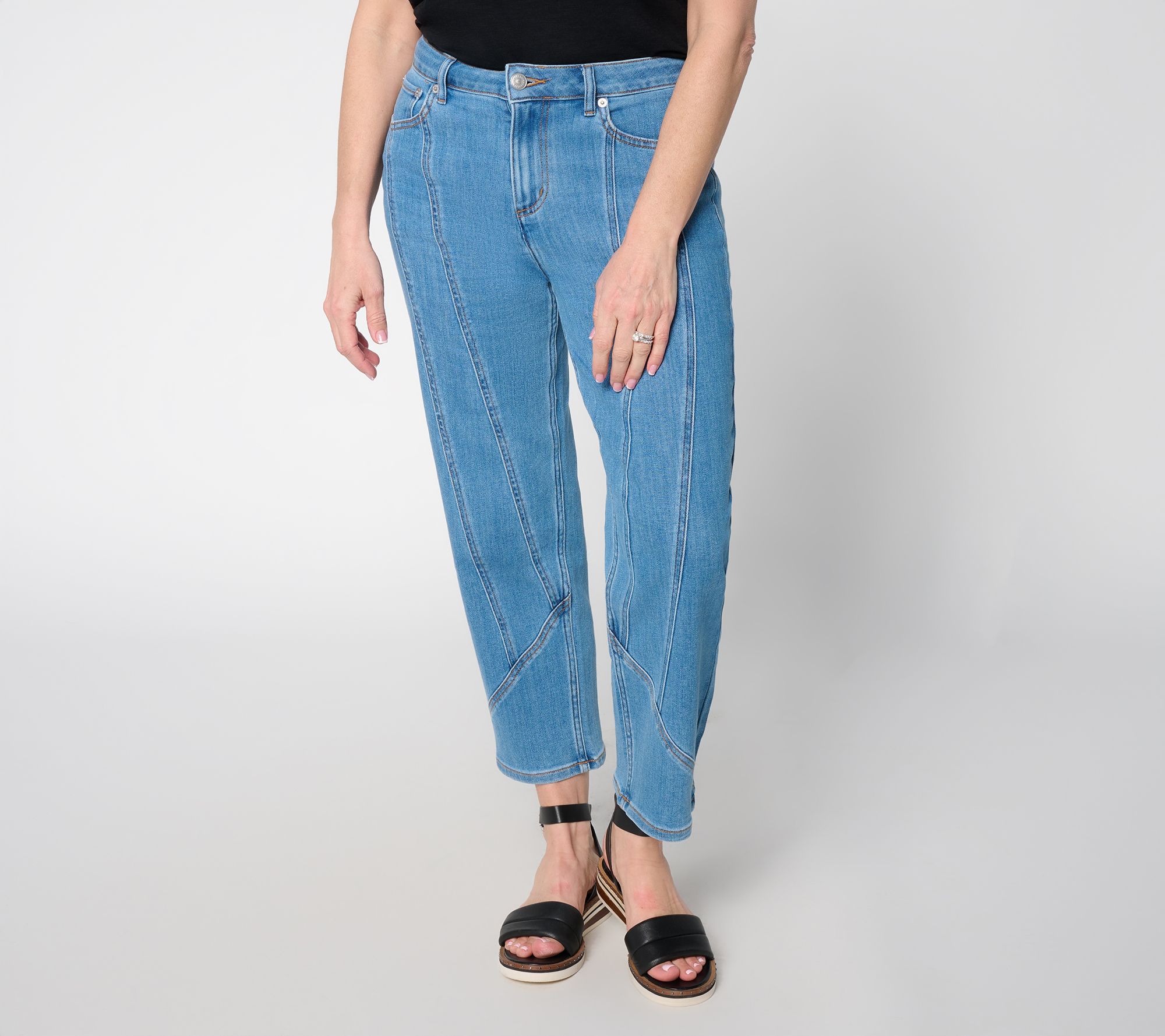 "As Is" LOGO by Lori Goldstein Regular Indigo Seamed Cropped Jeans