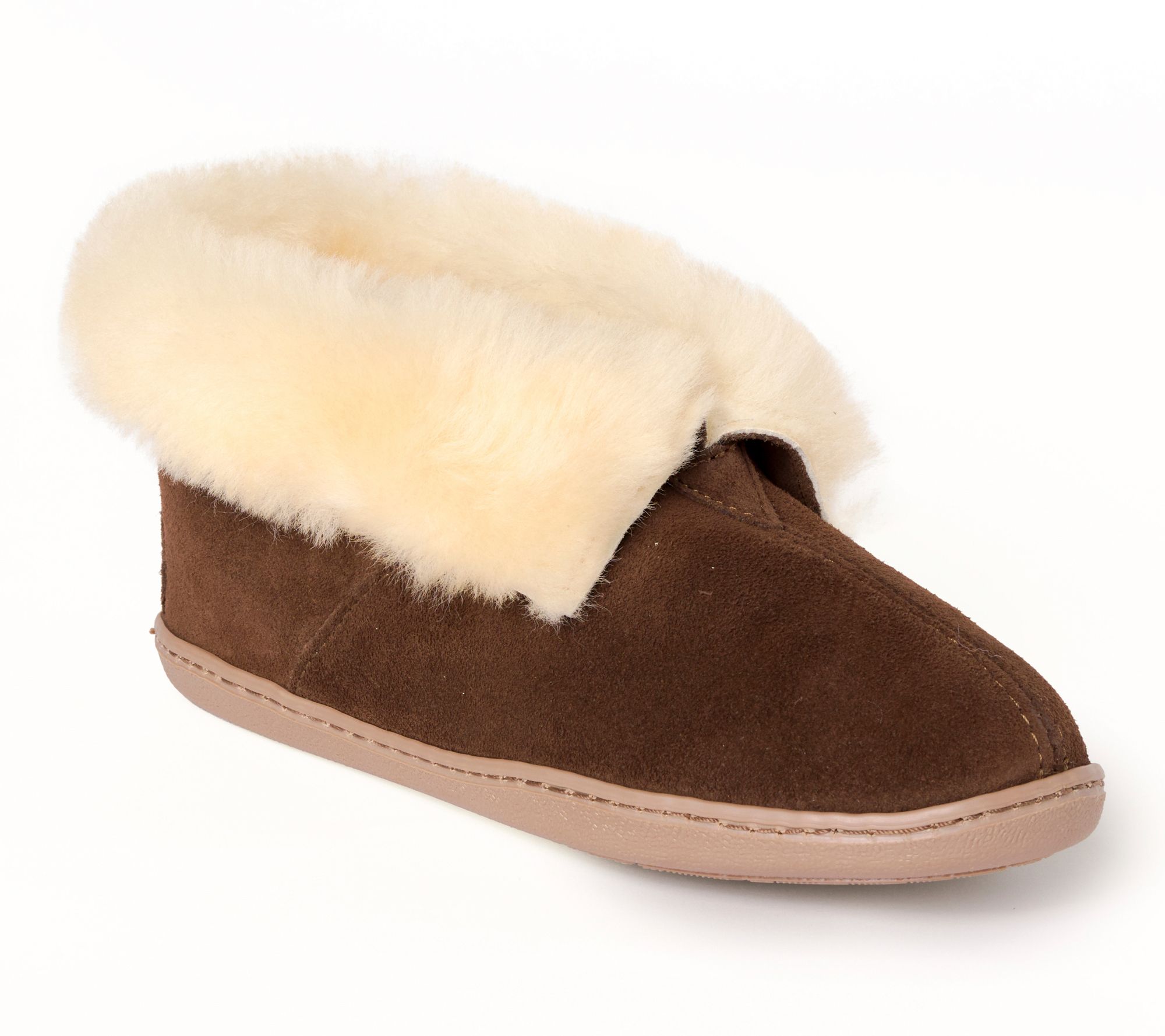Minnetonka Women's Suede Sheepskin Ankle Boot Slippers