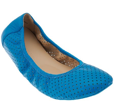 Adam Tucker Leather Perforated Ballet Flats - Napa - QVC.com