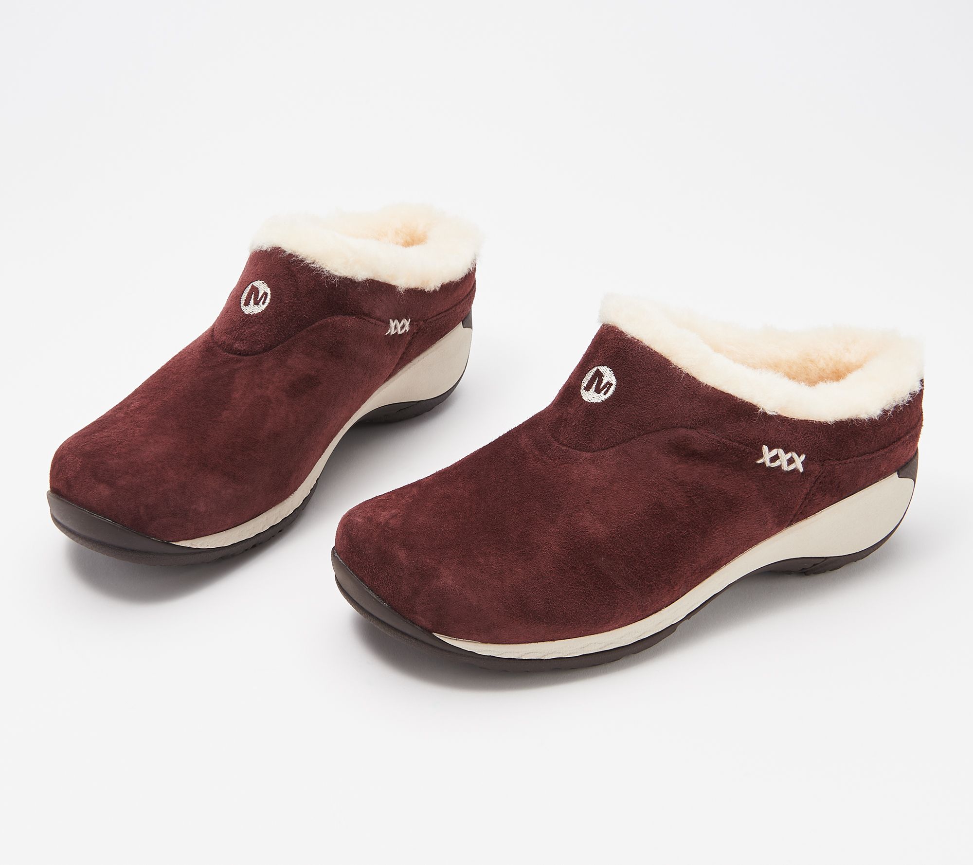 Merrell Suede Plush Lined Slip-On Clogs 