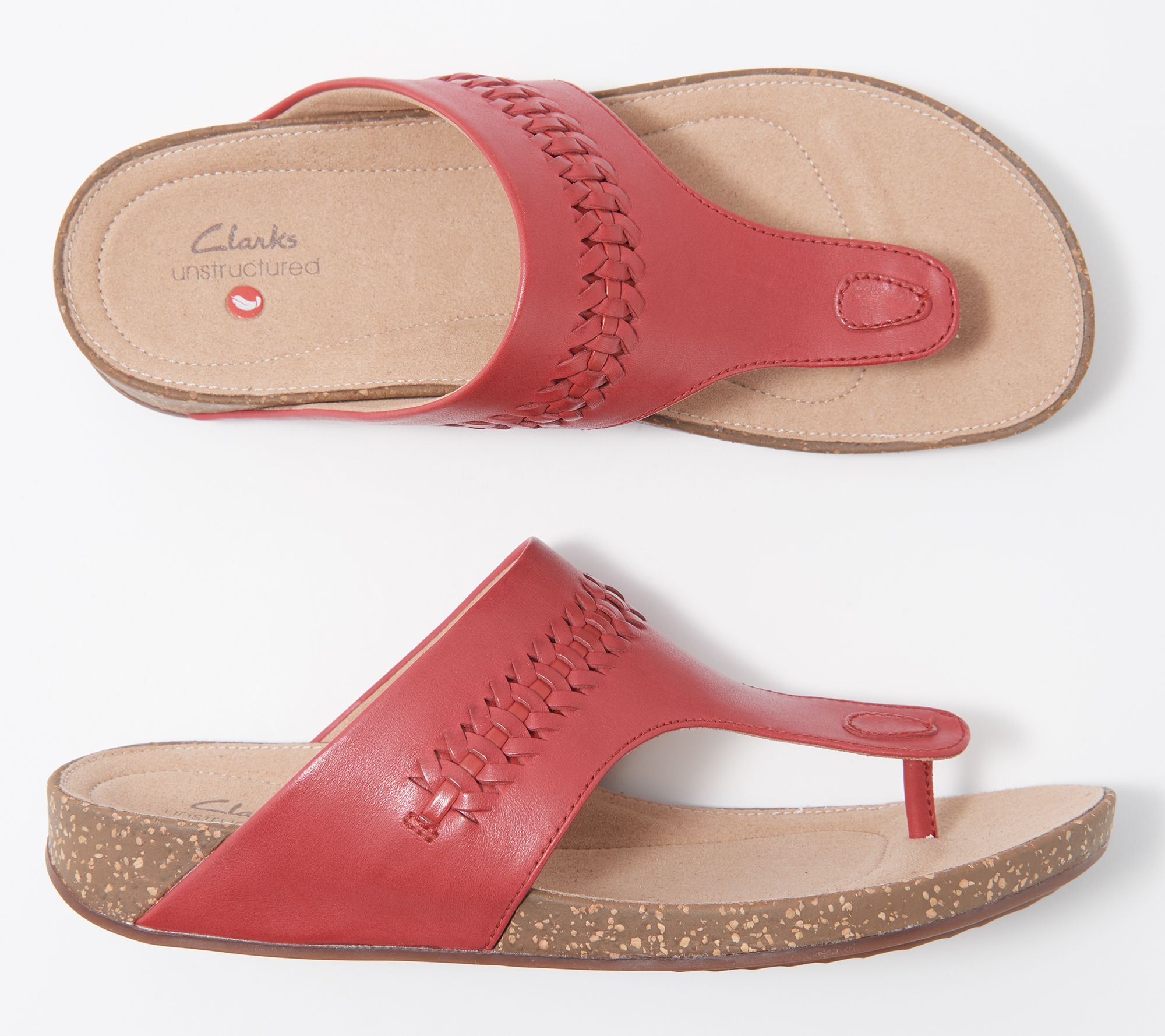 Clarks Unstructured Leather Thong Sandals - Un Perri Vibe - QVC.com