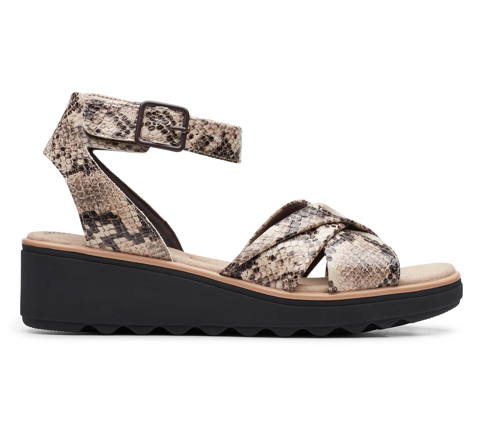 qvc clarks wedge sandals