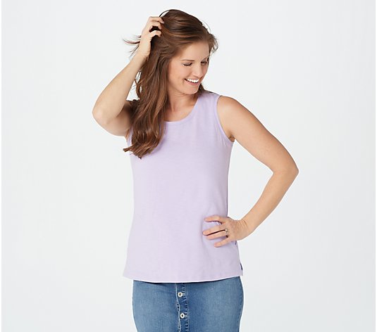 Denim & Co. Textured Knit Scoop Neck Tank with Twisted Back Detail