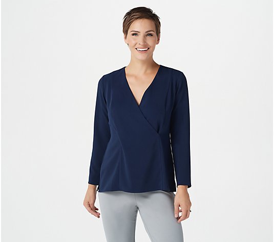 "As Is"Linea by Louis Dell'Olio Wrapover Pullover Blouse