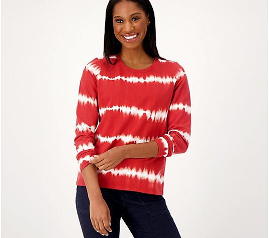 Denim & Co. Tie-Dye French Terry Long-Sleeve Sweatshirt