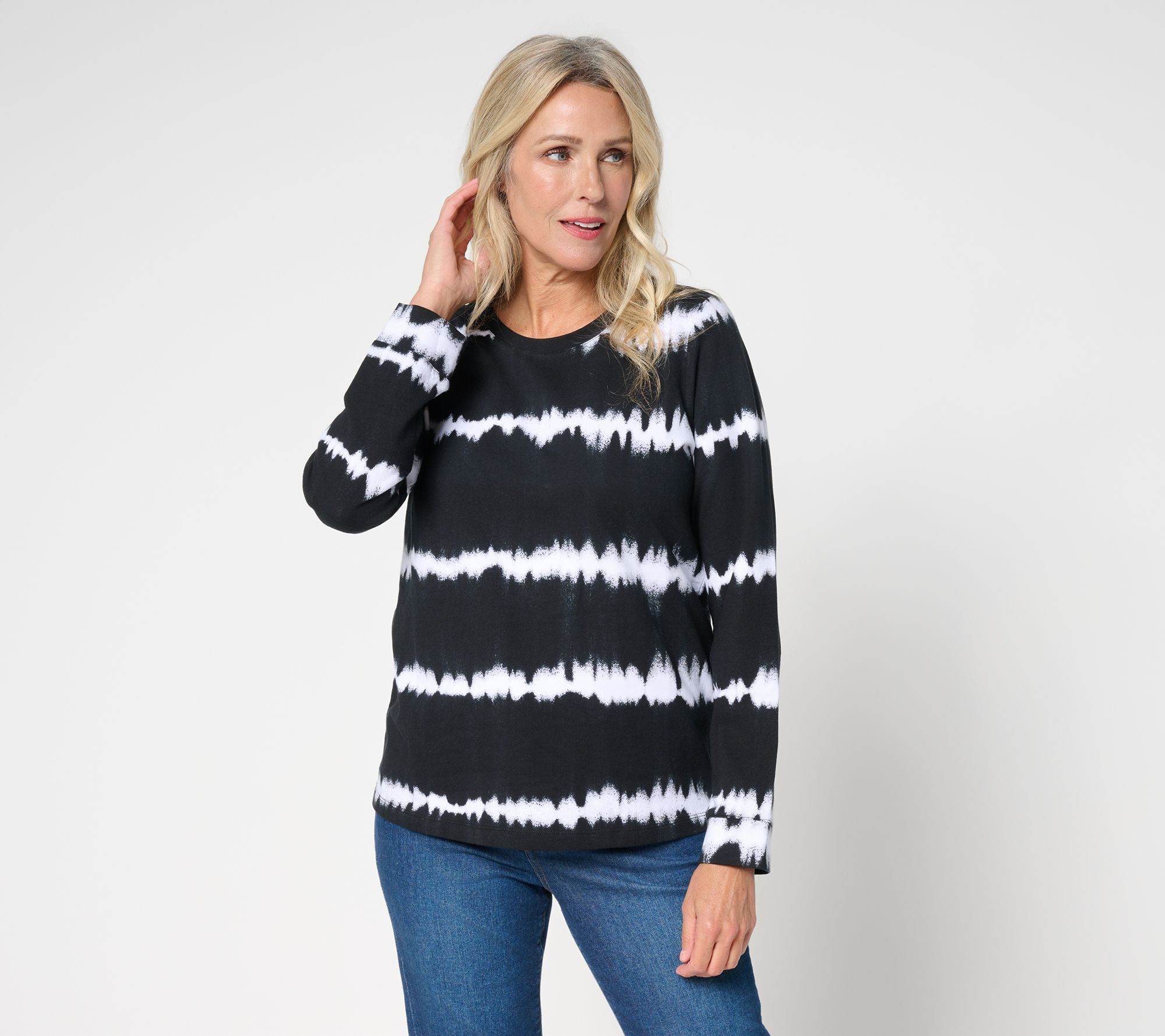 Denim & Co. Tie-Dye French Terry Long-Sleeve Sweatshirt