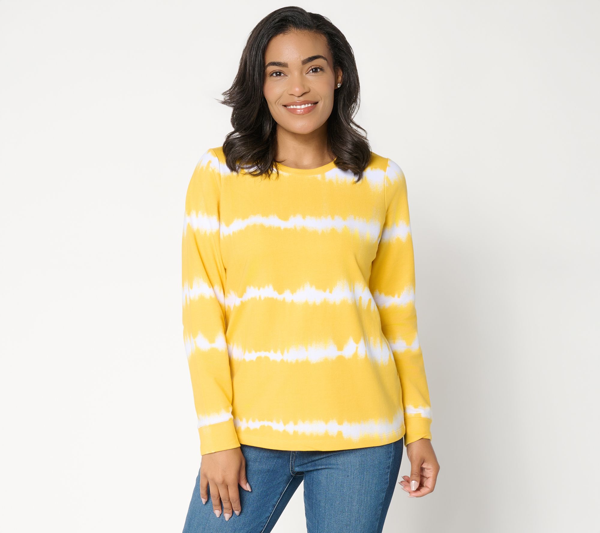 Denim & Co. Tie-Dye French Terry Long-Sleeve Sweatshirt